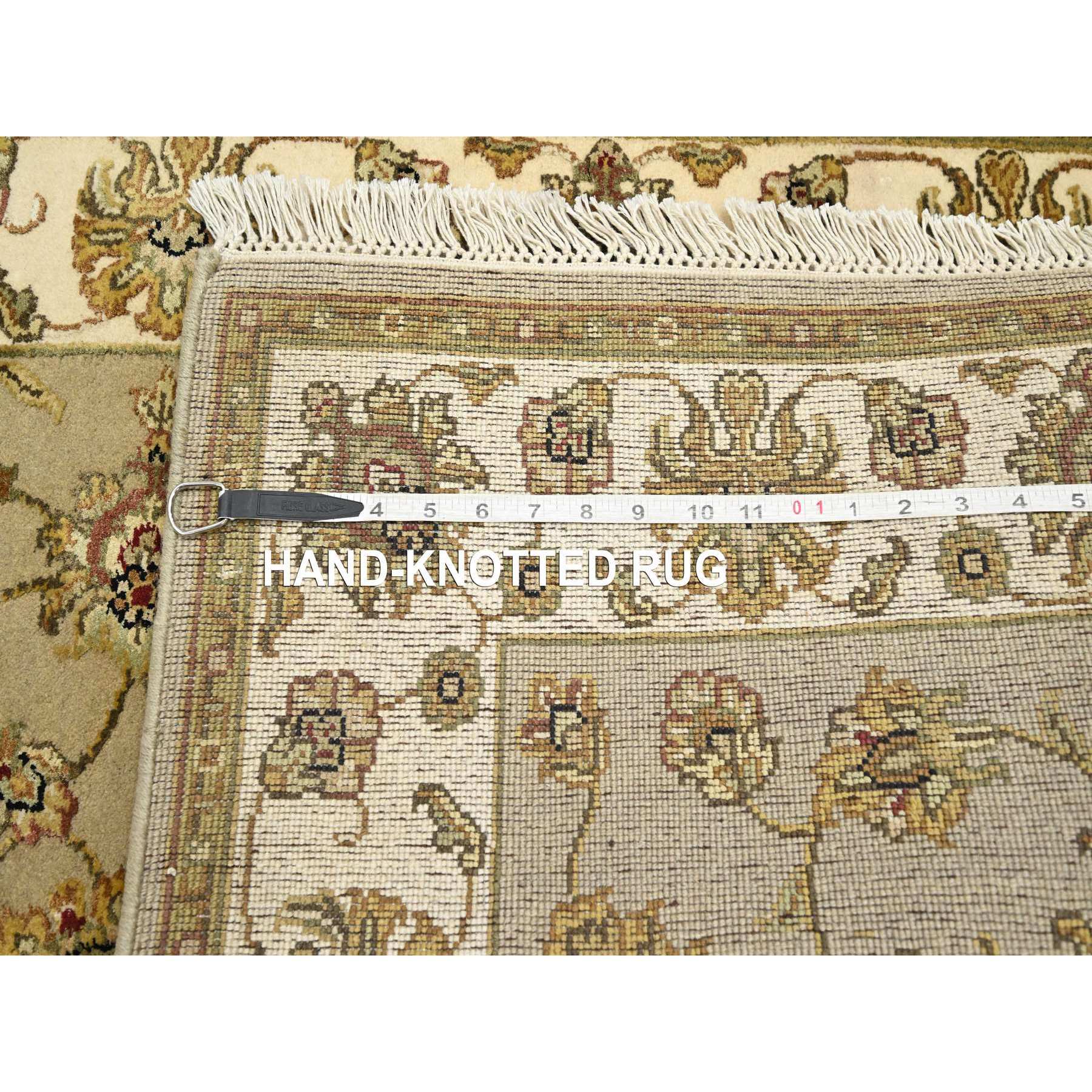 3'x5'3" Khaki Brown, Rajasthan with All Over Leaf Design, Hand Knotted, Densely Woven, Wool and Silk, Thick and Plush, Oriental Rug Sh75627