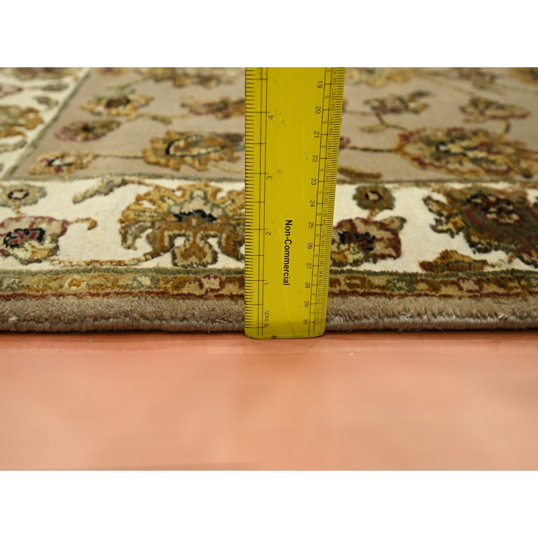 3'x5' Ecru Brown, Rajasthan with All Over Leaf Design, Hand Knotted, Soft Pile, Wool and Silk, Thick and Plush, Oriental Rug Sh75628
