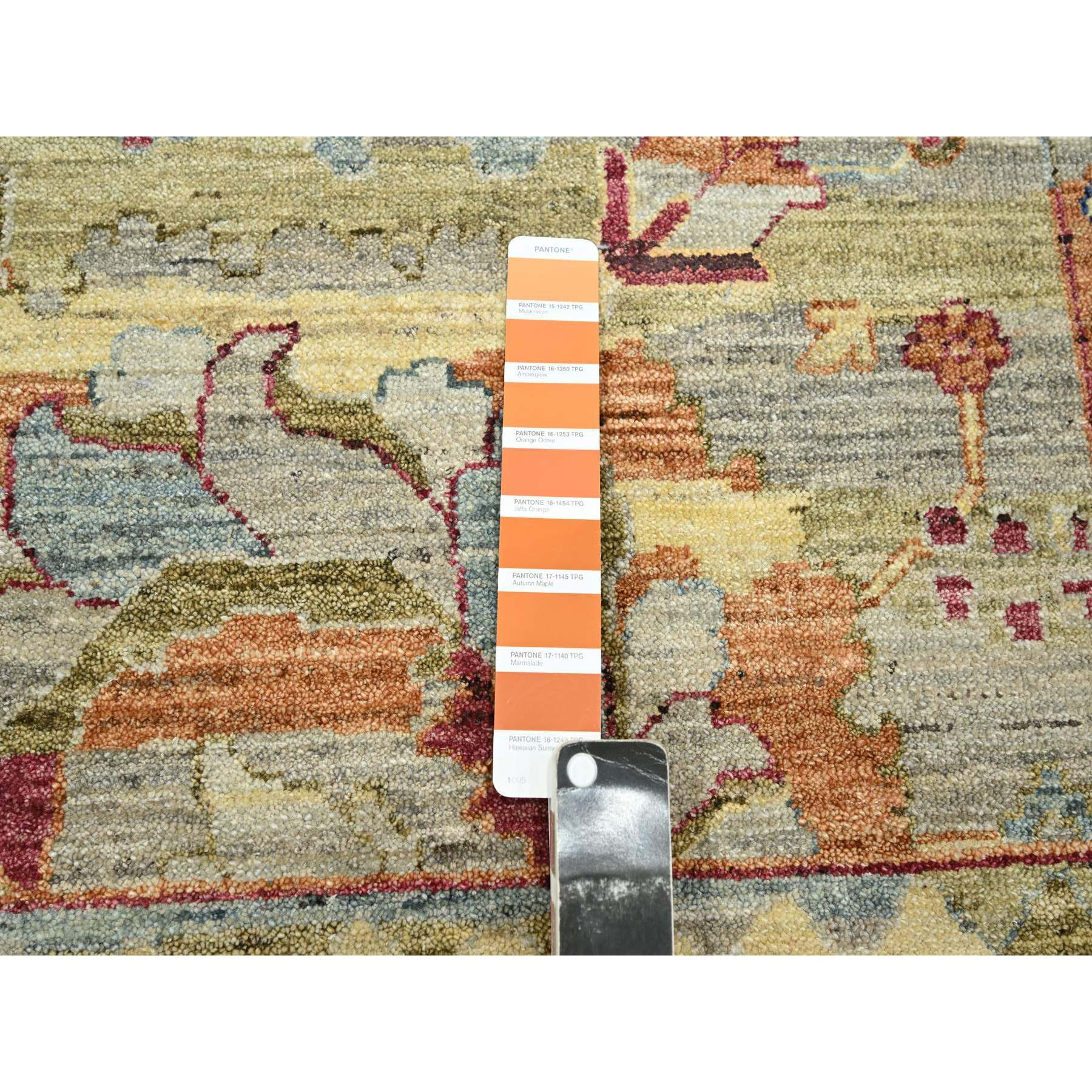 9'x12'2" Macaroon Yellow, Ziegler Mahal Design with Distinct Abrash, Sheared Low, Vegetable Dyes, 100% Wool, Hand Knotted, Oriental Rug Sh75634