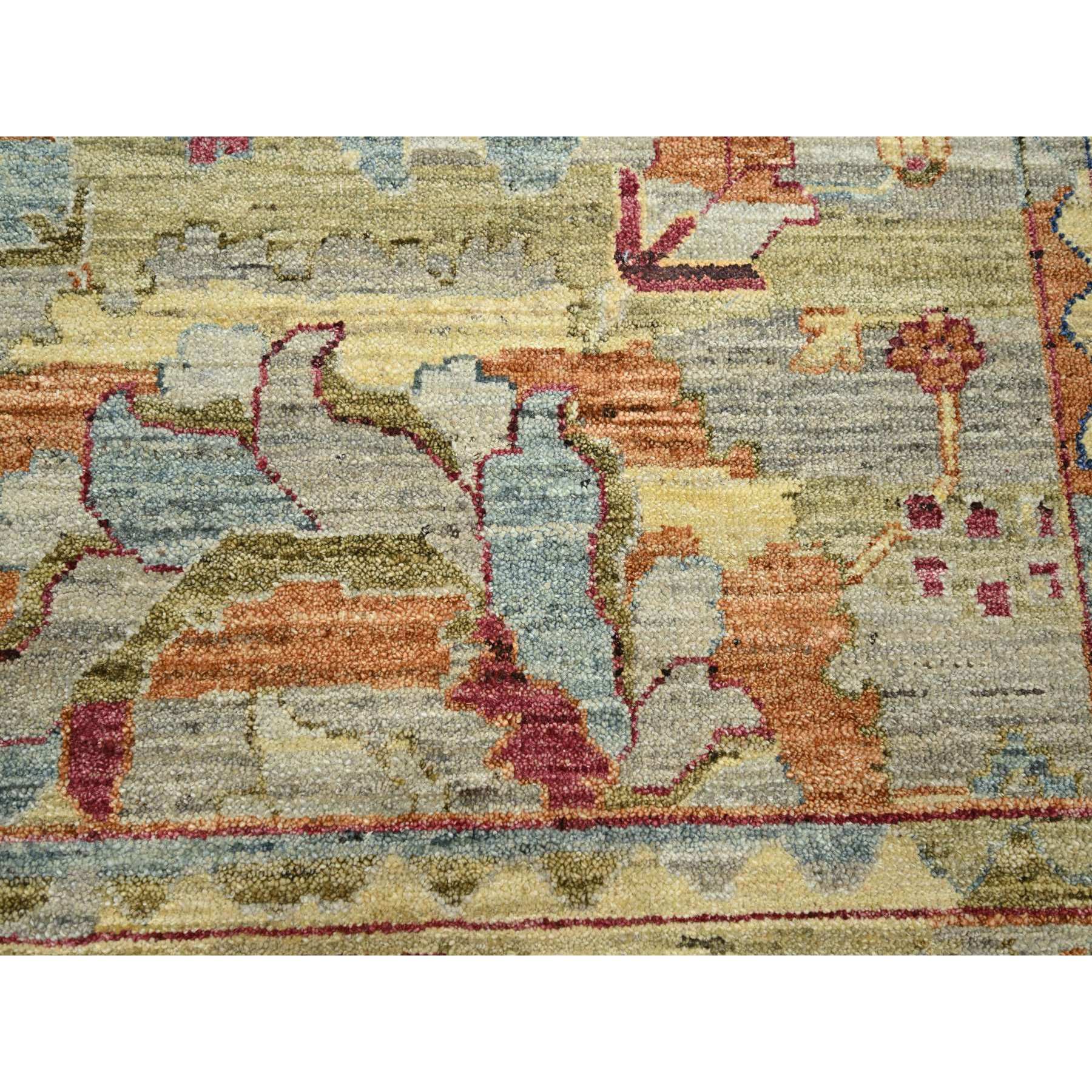 9'x12'2" Macaroon Yellow, Ziegler Mahal Design with Distinct Abrash, Sheared Low, Vegetable Dyes, 100% Wool, Hand Knotted, Oriental Rug Sh75634