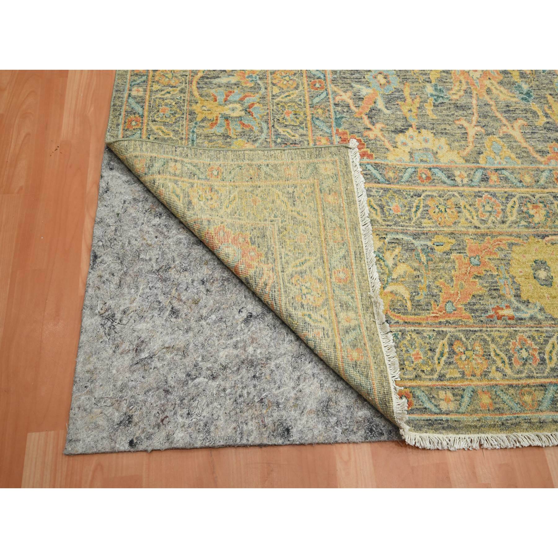 9'x12'1" Anchor Gray, Ziegler Mahal with Intricate Design, Shaved Low, 100% Wool, Hand Knotted, Vegetable Dyes, Oriental Rug Sh75636
