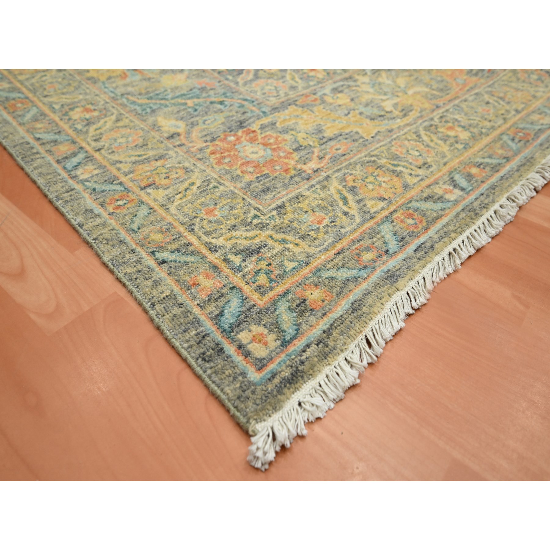 9'x12'1" Anchor Gray, Ziegler Mahal with Intricate Design, Shaved Low, 100% Wool, Hand Knotted, Vegetable Dyes, Oriental Rug Sh75636
