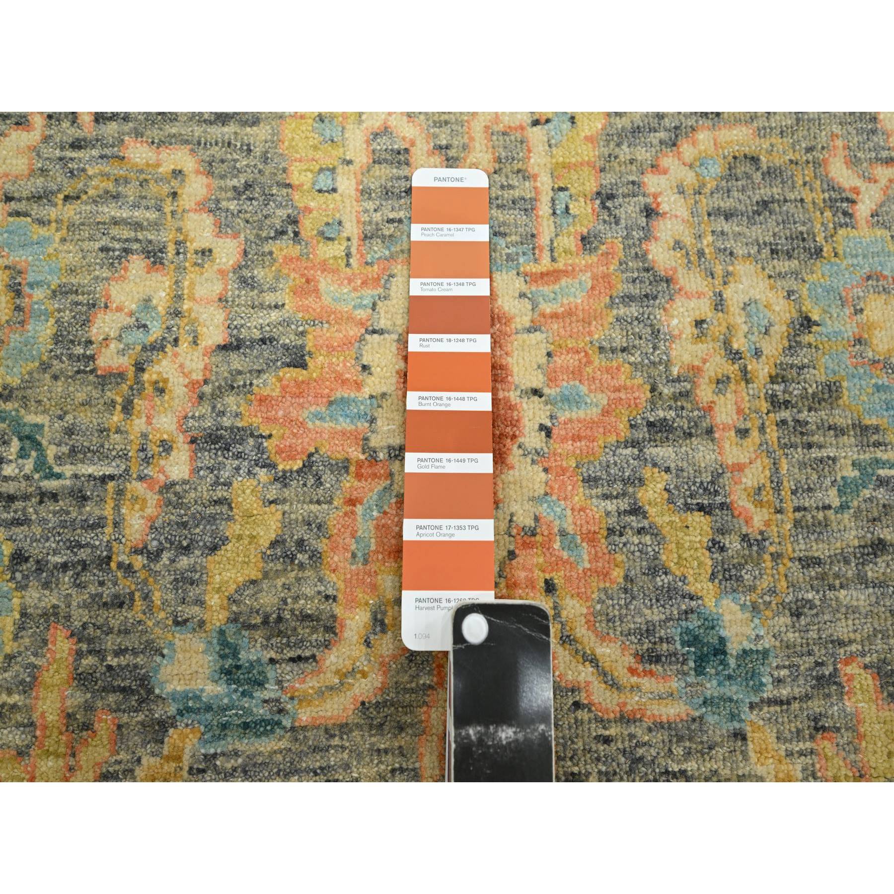 9'x12'1" Anchor Gray, Ziegler Mahal with Intricate Design, Shaved Low, 100% Wool, Hand Knotted, Vegetable Dyes, Oriental Rug Sh75636