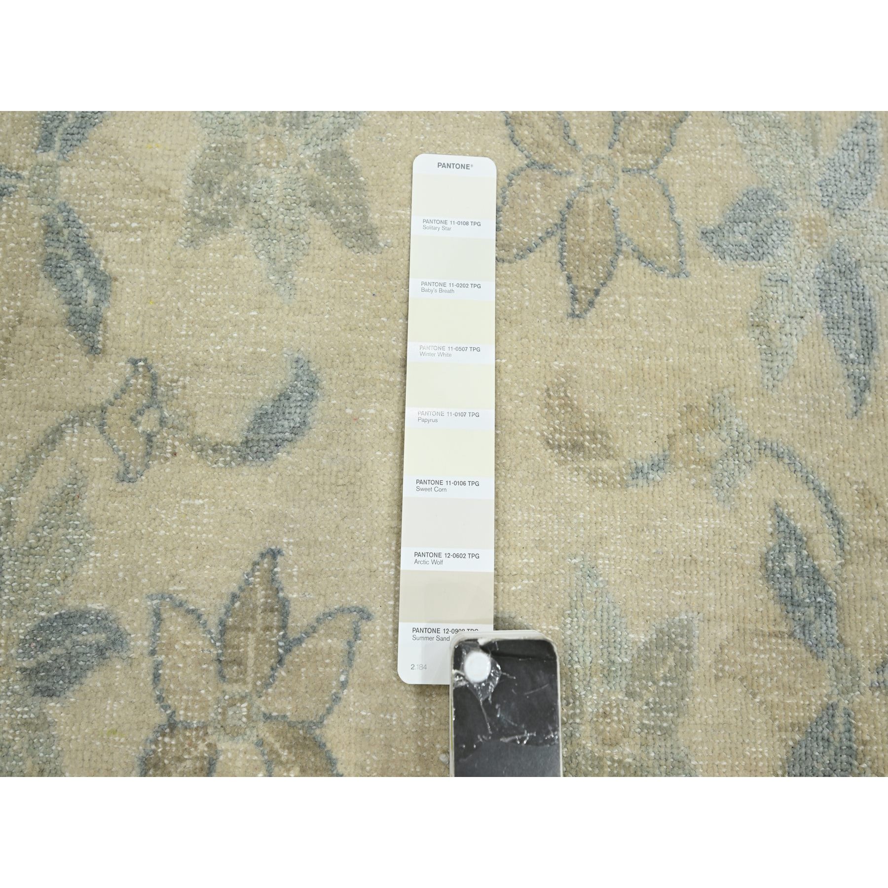 8'10"x12'1" Papyrus White, Bijar Garus Spacious Persian Design with Soft Colors, Wool & Silk, Hand Knotted, Natural Dyes, Oriental Rug Sh75637