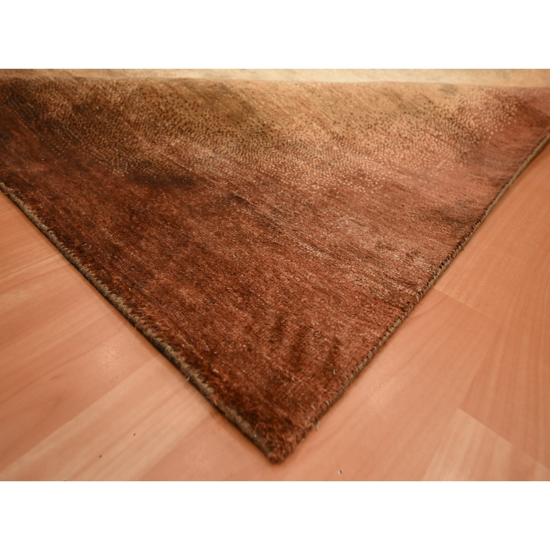 9'x12'1" Shades of Brown, Rothko Inspired, Modern, Hand Knotted, Wool & Silk, Soft Pile, Oriental Rug Sh75638