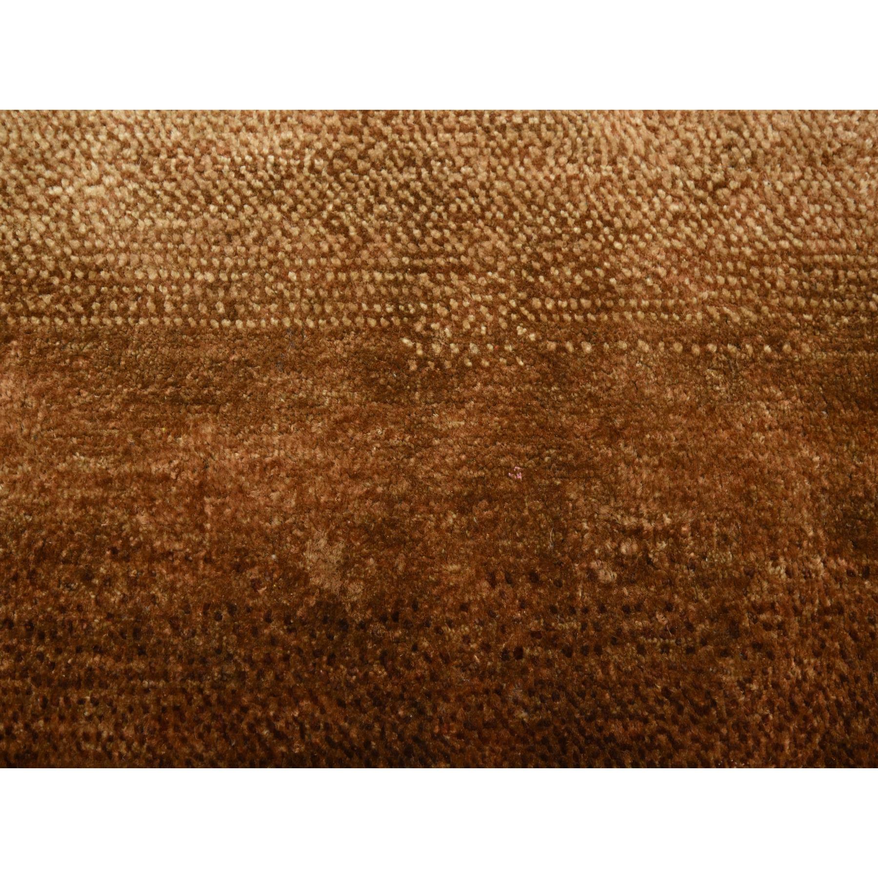 9'x12'1" Shades of Brown, Rothko Inspired, Modern, Hand Knotted, Wool & Silk, Soft Pile, Oriental Rug Sh75638