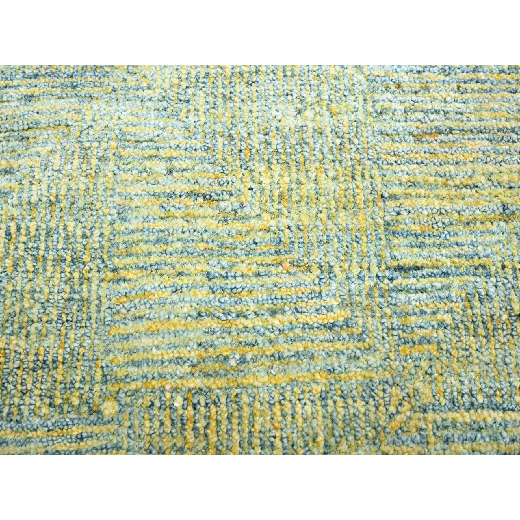 11'9"x15'4" Laurel Green with Gold, Roman Key Design, Wool & Silk, Hand Knotted, Oversized, Oriental Rug Sh75643