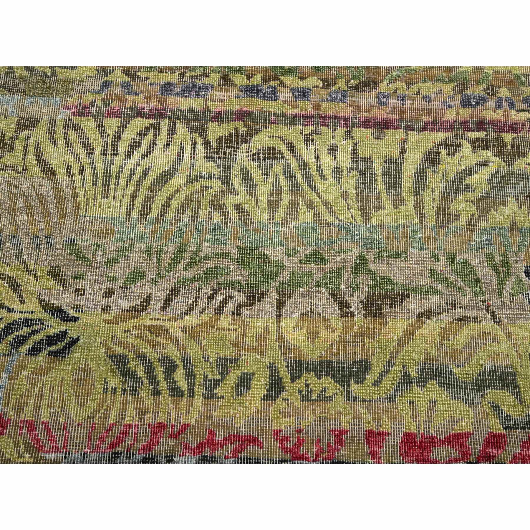 6'1"x9'1" Shades of Brown with Green, Abrash Design, Silk with Oxidized Wool, Hand Knotted, Oriental Rug Sh75644