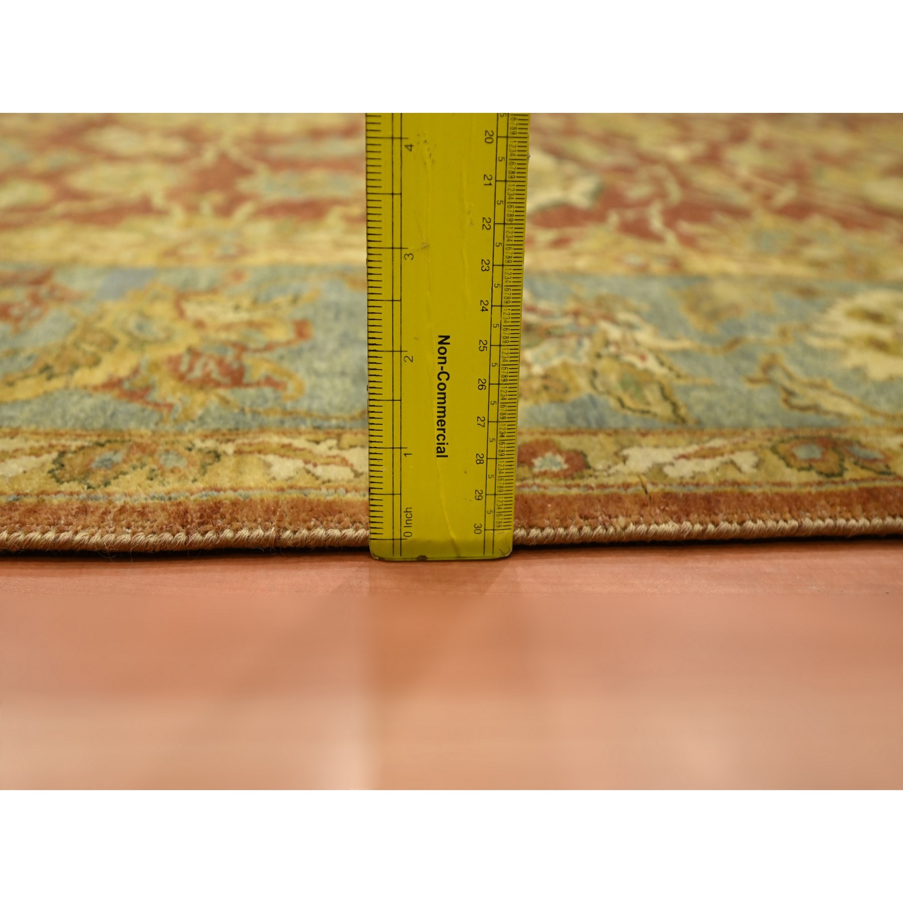 4'8"x6'4" Rust Red, Lamani Collection with Large Flower Motifs, 100% Wool, 300 KPSI, Hand Knotted, Oriental Rug Sh75650