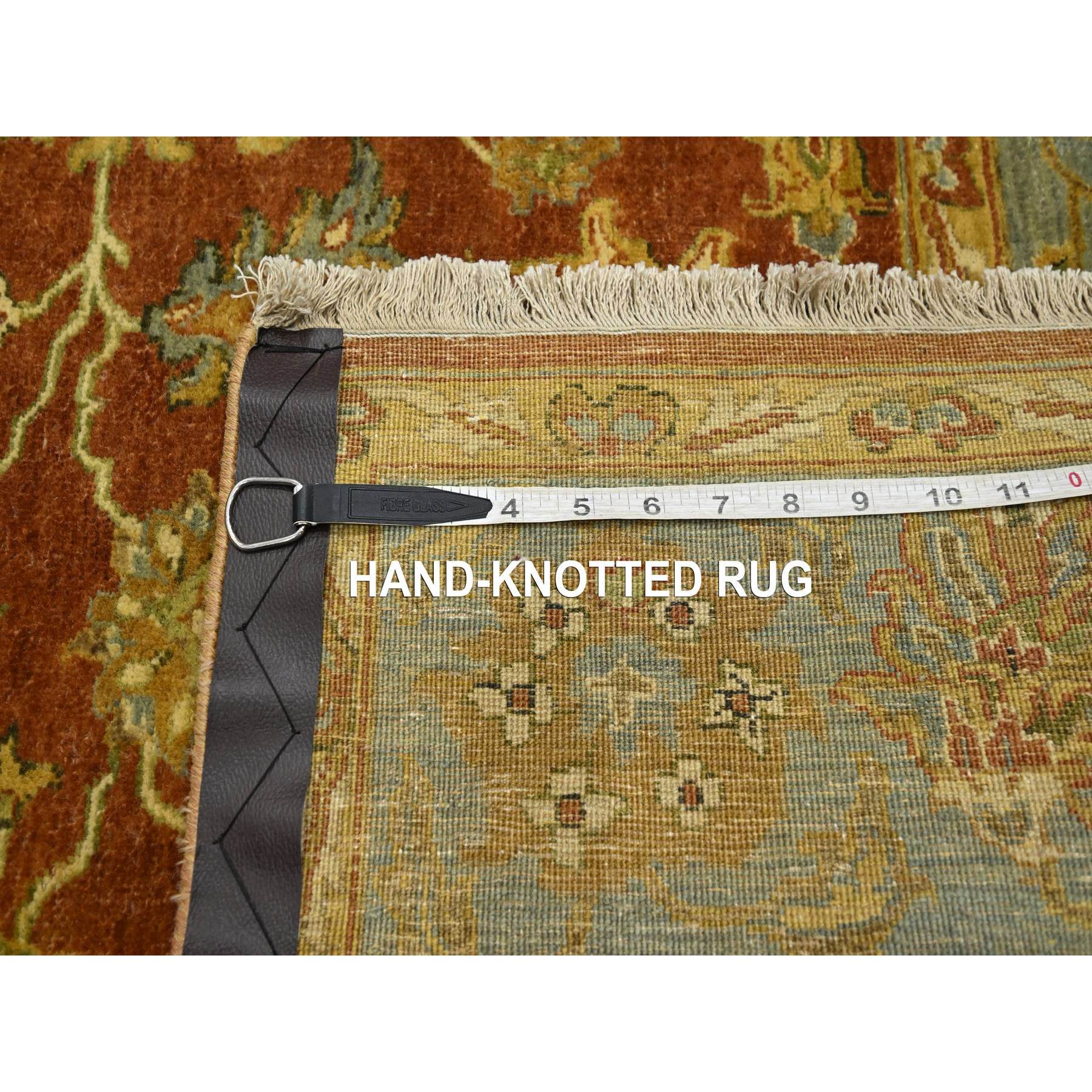 4'8"x6'4" Rust Red, Lamani Collection with Large Flower Motifs, 100% Wool, 300 KPSI, Hand Knotted, Oriental Rug Sh75650