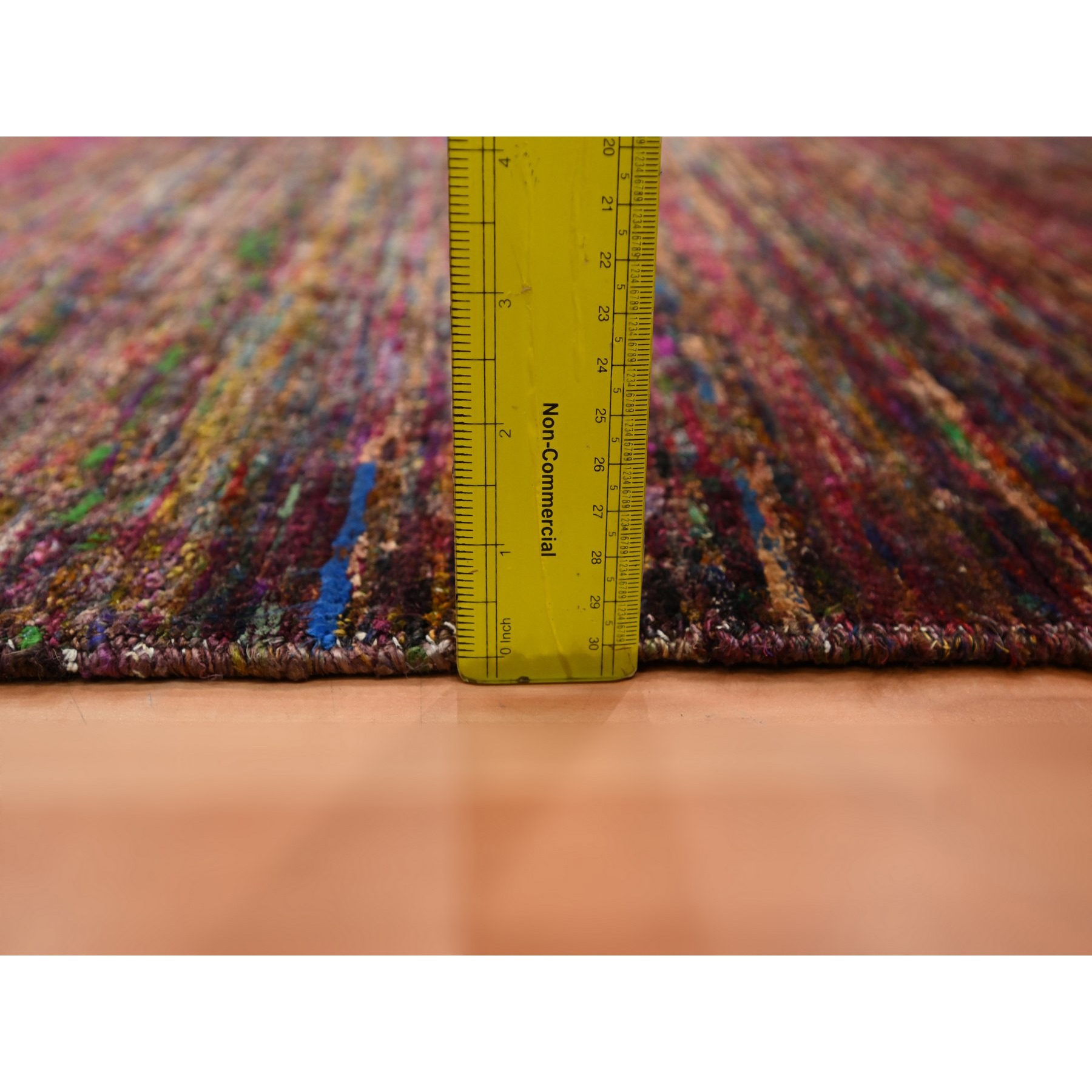 Wine Red, Plain Solid Design, Pure Sari Silk, Hand Knotted, Soft to the Touch, Oriental Rug Sh75656