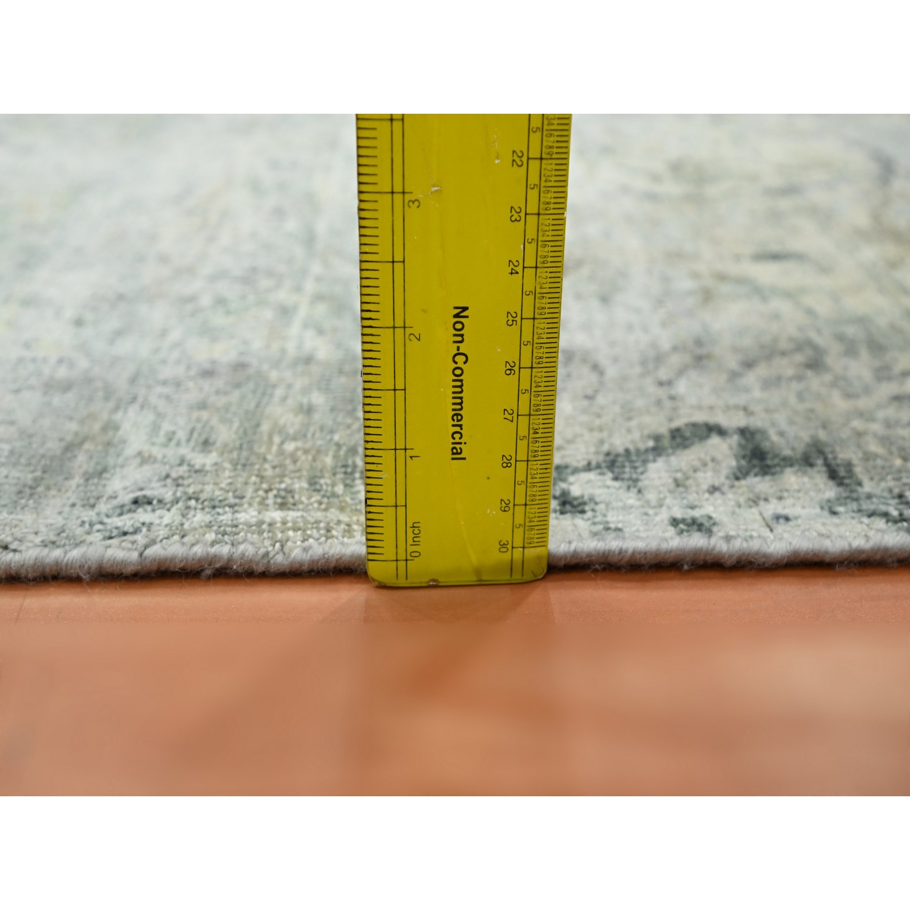 2'x3'2" Cloud Gray, Wool & Silk, Oushak Design, Hand Knotted, Mat, Sample, Oriental Rug Sh75659