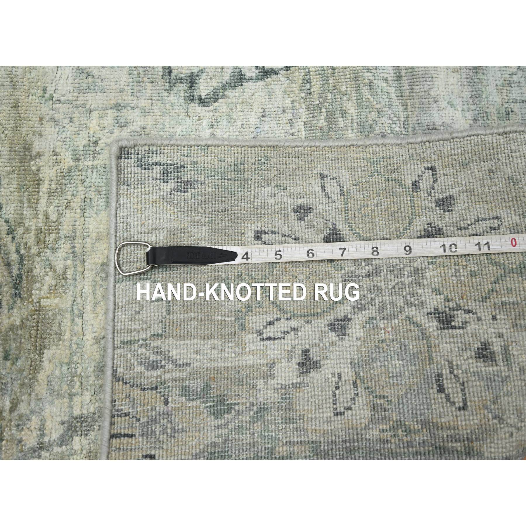 2'x3'2" Cloud Gray, Wool & Silk, Oushak Design, Hand Knotted, Mat, Sample, Oriental Rug Sh75659