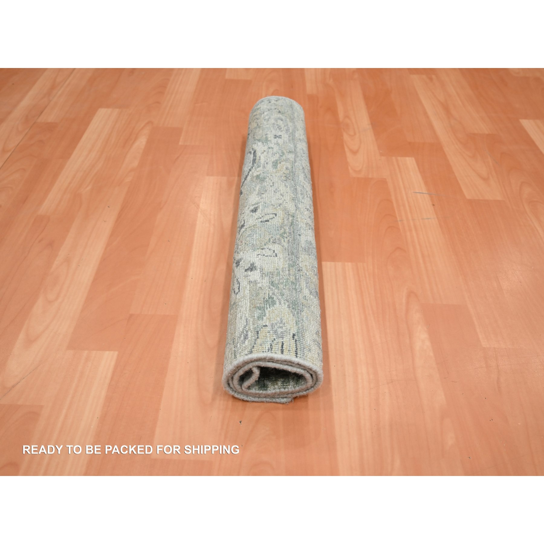 2'x3'2" Cloud Gray, Wool & Silk, Oushak Design, Hand Knotted, Mat, Sample, Oriental Rug Sh75659
