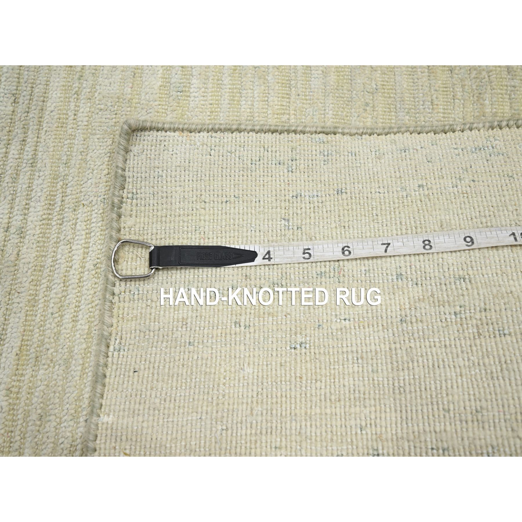 2'x3' Linen White, Plain Line Design, Silk with Oxidized Wool, Hand Knotted, Textured Pile, Sample, Mat, Oriental Rug Sh75660