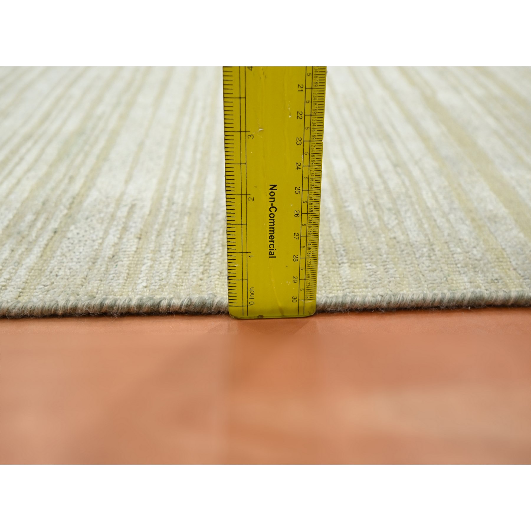 2'x3' Photon White, Plain Line Design, Silk with Oxidized Wool, Hand Knotted, Textured Pile, Sample, Mat, Oriental Rug Sh75661