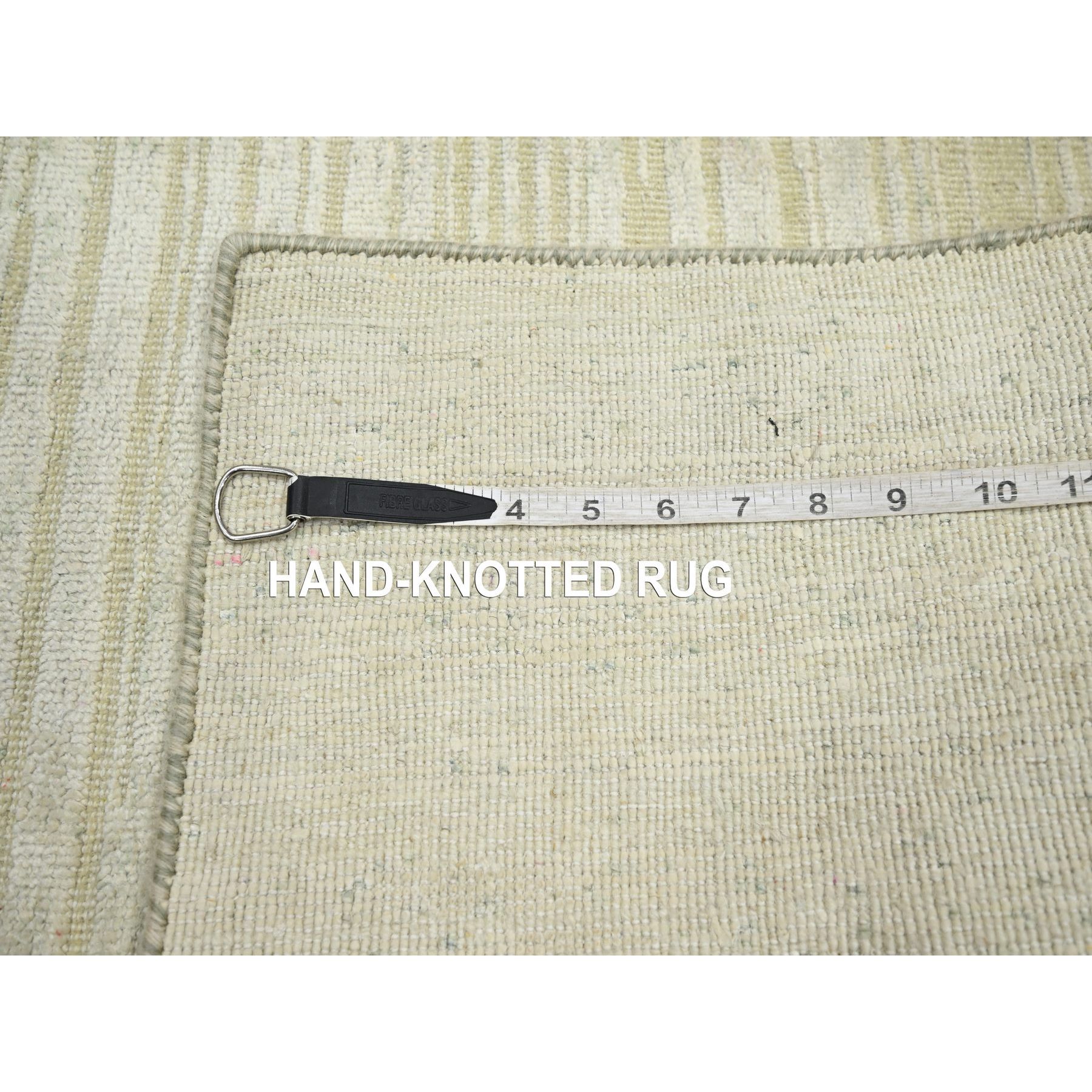 2'x3' Photon White, Plain Line Design, Silk with Oxidized Wool, Hand Knotted, Textured Pile, Sample, Mat, Oriental Rug Sh75661