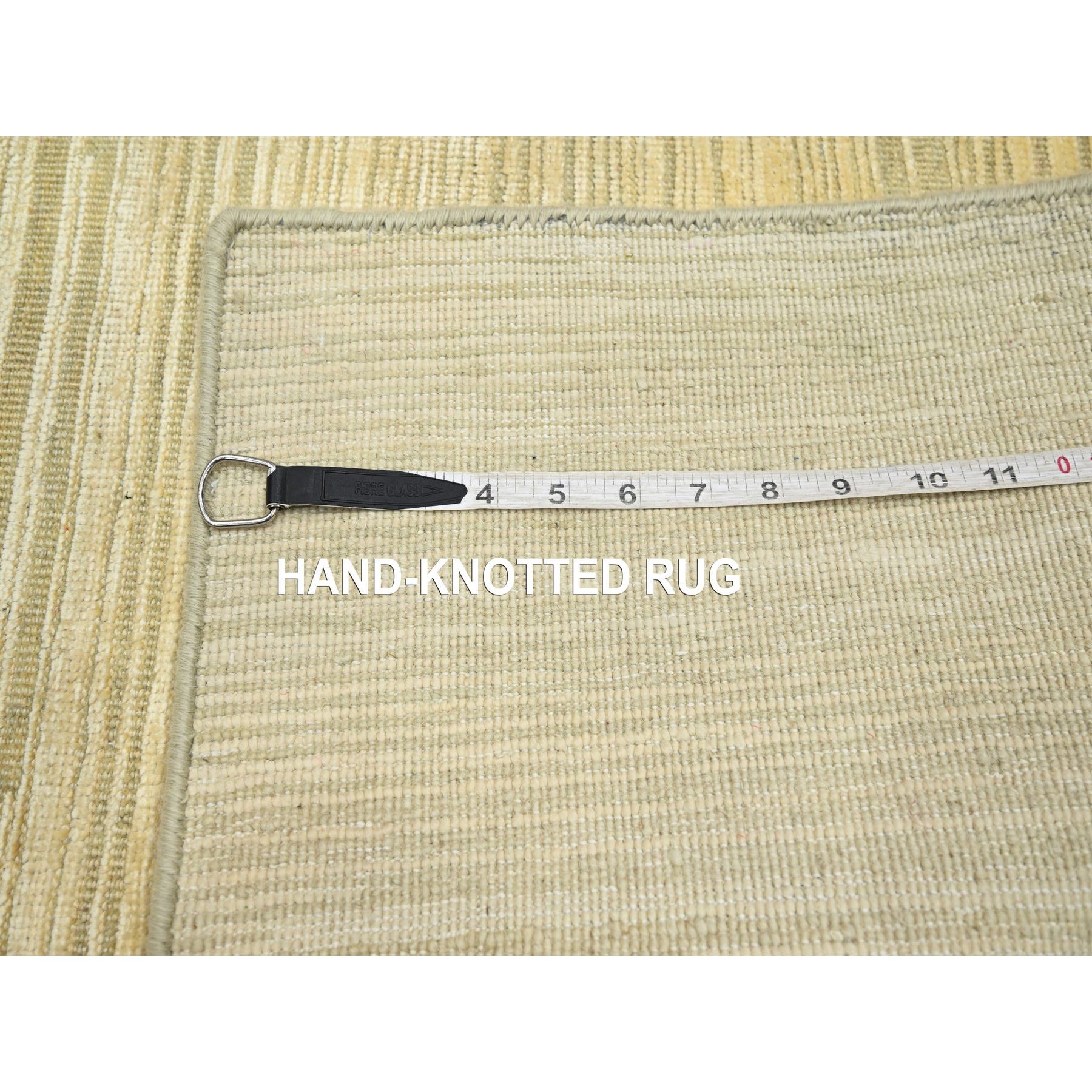 2'x3' Beige with Warm Tones, Plain Line Design, Textured Pile, Silk with Oxidized Wool, Hand Knotted, Sample, Mat, Oriental Rug Sh75662