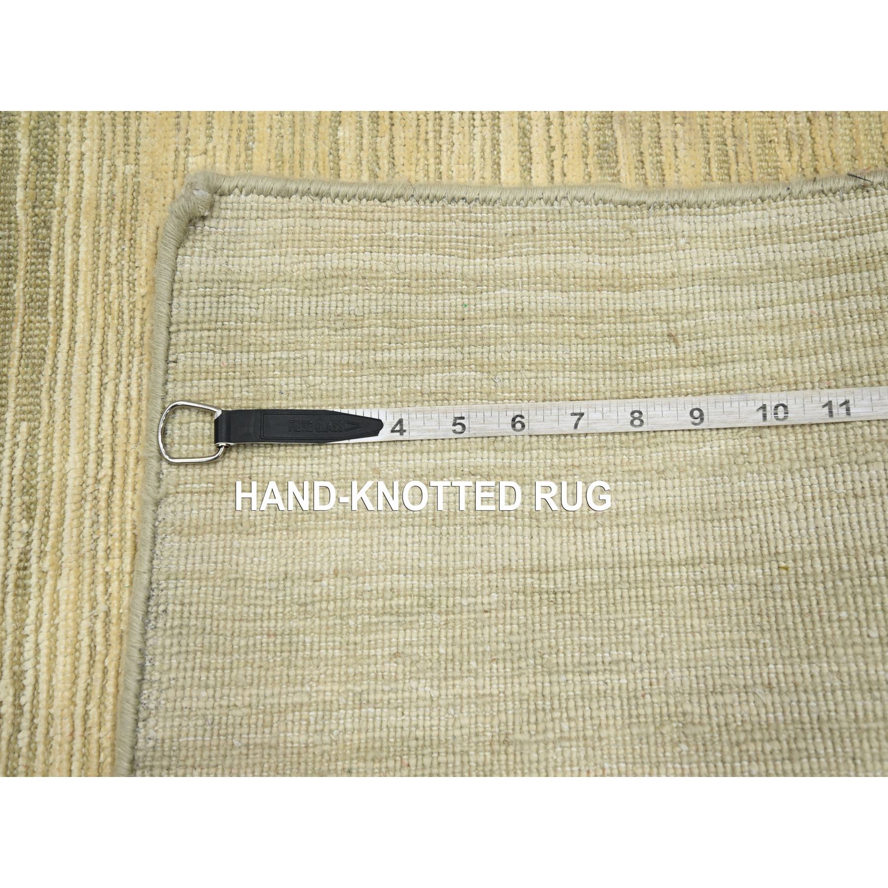 2'x3' Beige with Warm Tones, Plain Line Design, Silk with Oxidized Wool, Textured Pile, Hand Knotted, Sample, Mat, Oriental Rug Sh75663