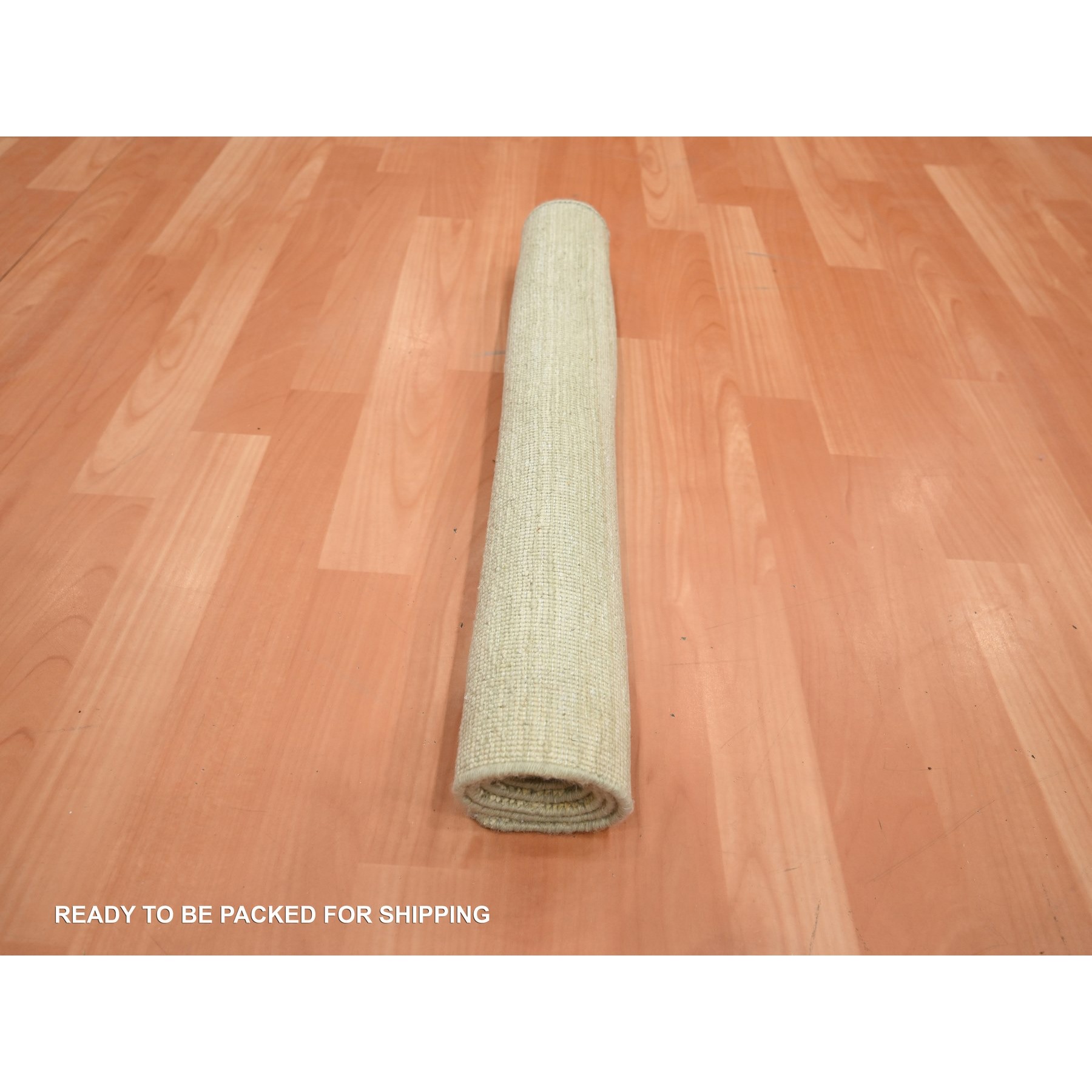 2'x3' Beige with Warm Tones, Plain Line Design, Silk with Oxidized Wool, Textured Pile, Hand Knotted, Sample, Mat, Oriental Rug Sh75663