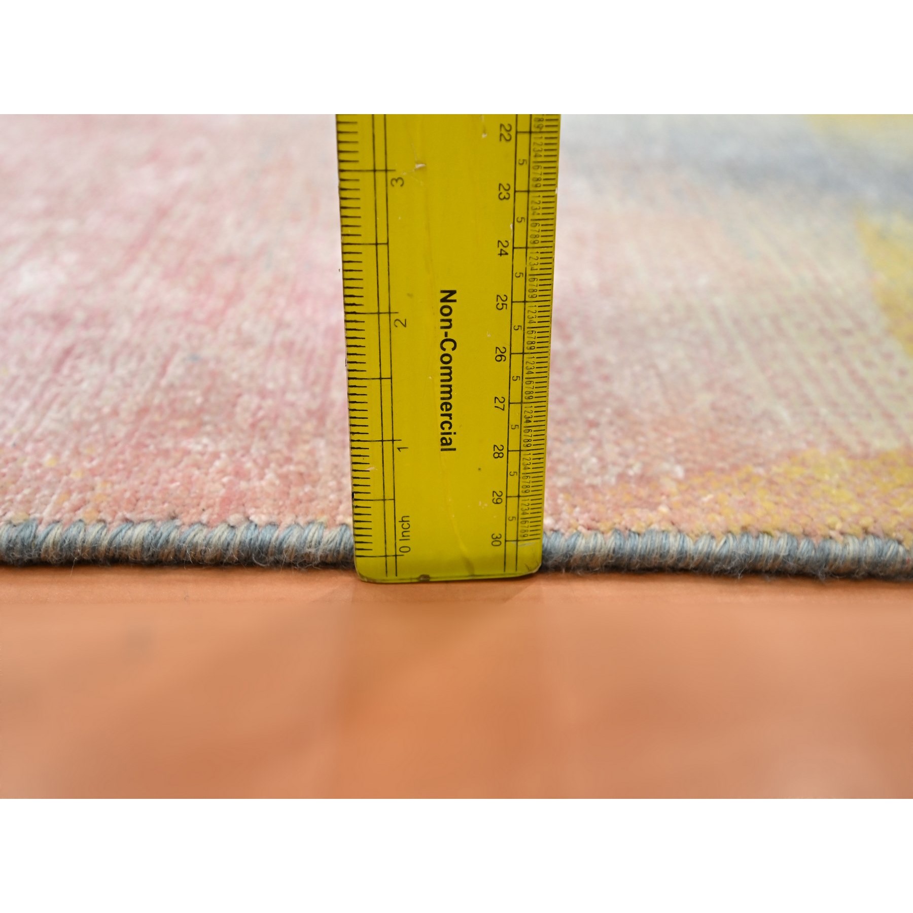 2'x3'1" Pink with Pastel Colors, Modern Design, Wool and Silk, Hand Knotted, Sample, Mat, Oriental Rug Sh75665