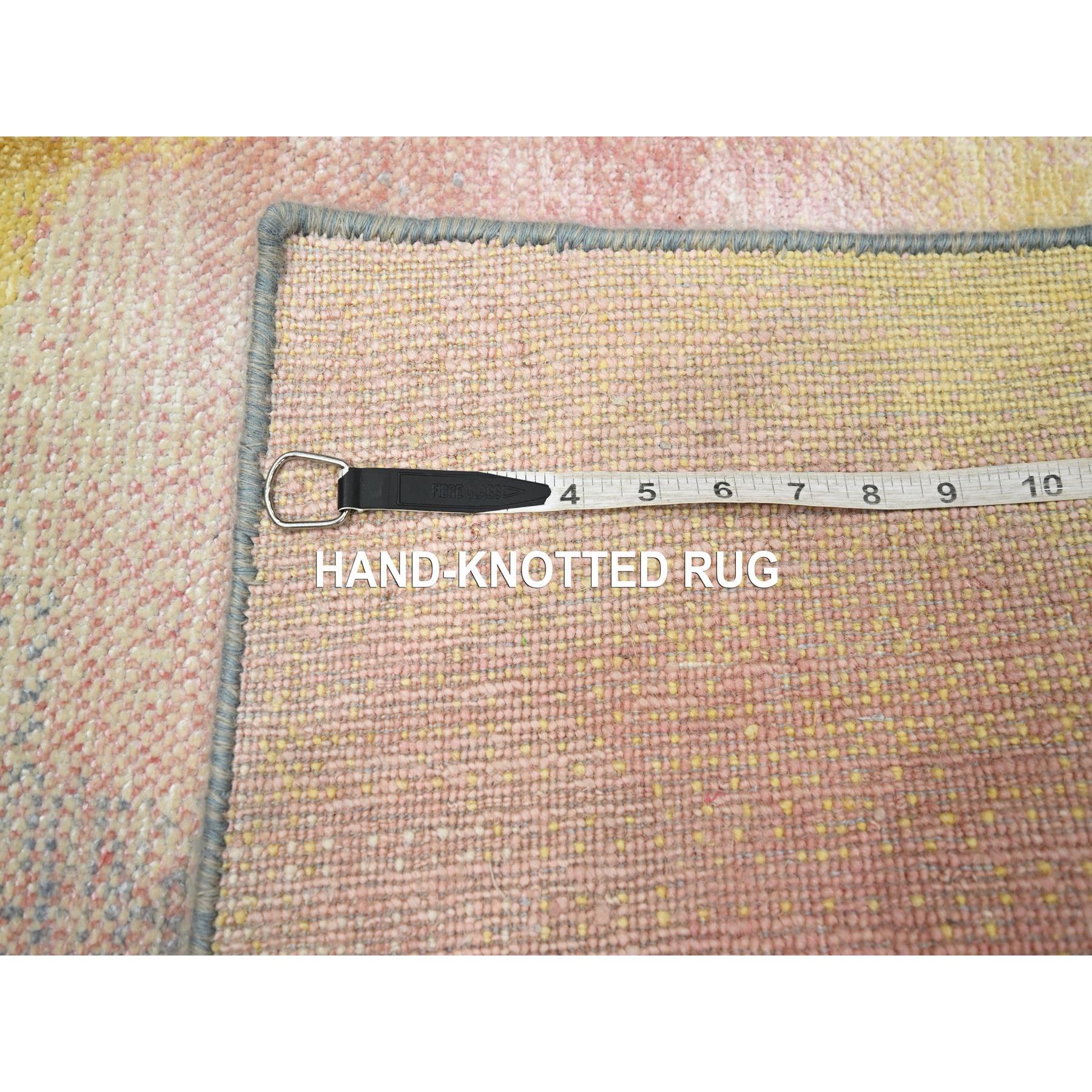 2'x3'1" Pink with Pastel Colors, Modern Design, Wool and Silk, Hand Knotted, Sample, Mat, Oriental Rug Sh75665