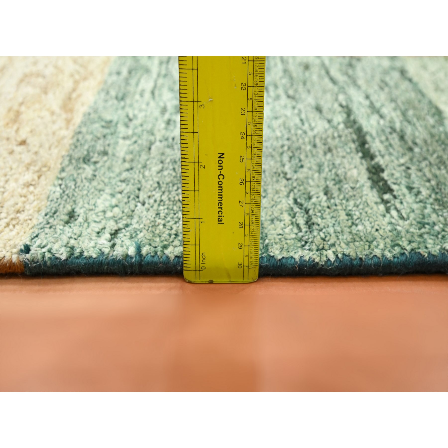 1'x11'2" Brown, Modern Design, Colorful Curtain Blanket Color Shades for Custom Orders, Wool & Silk, Hand Knotted, Narrow Runner, Oriental Rug Sh75668