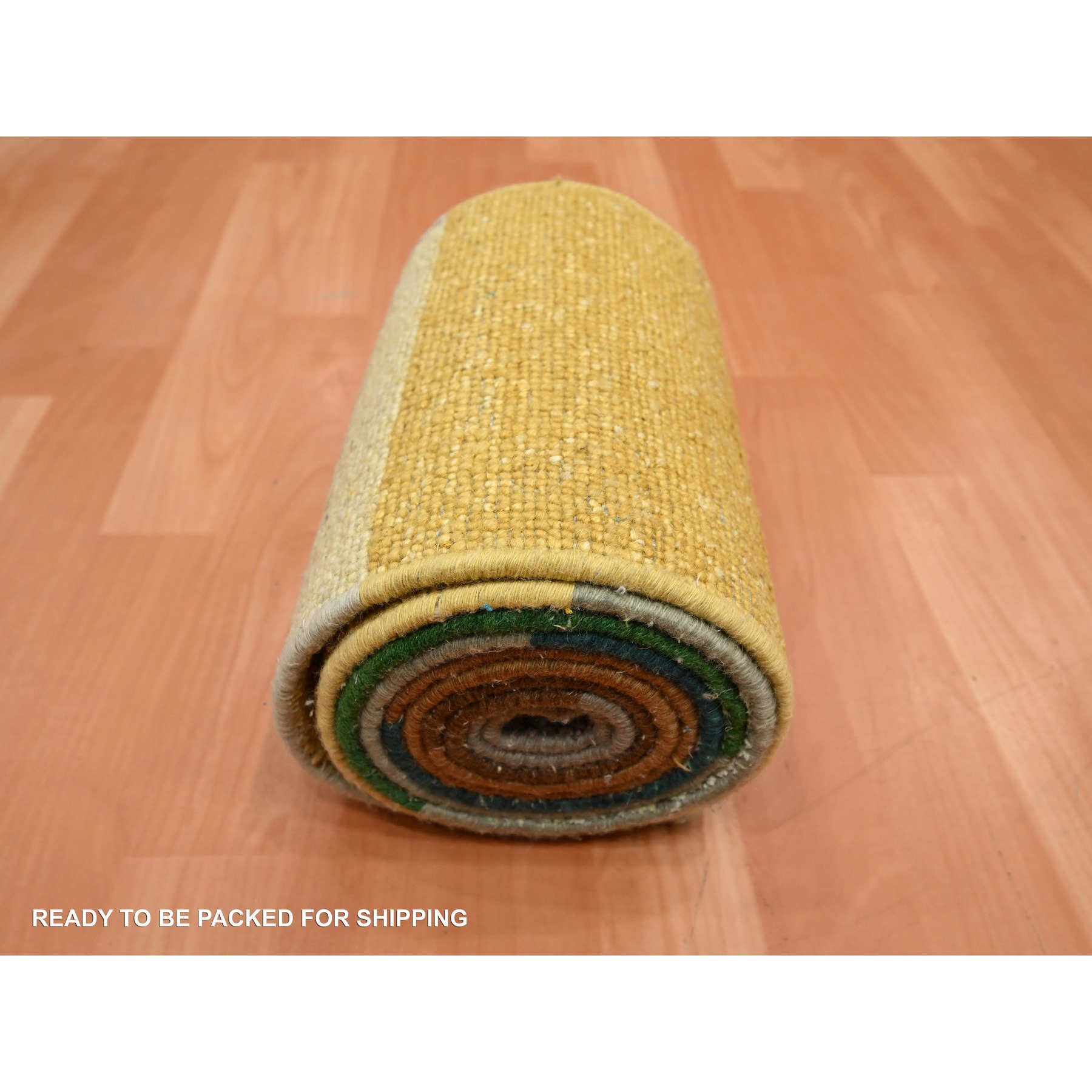 1'x11'2" Brown, Colorful Curtain Blanket Color Shades for Custom Orders, Modern Design, Wool & Silk, Hand Knotted, Narrow Runner, Oriental Rug Sh75669