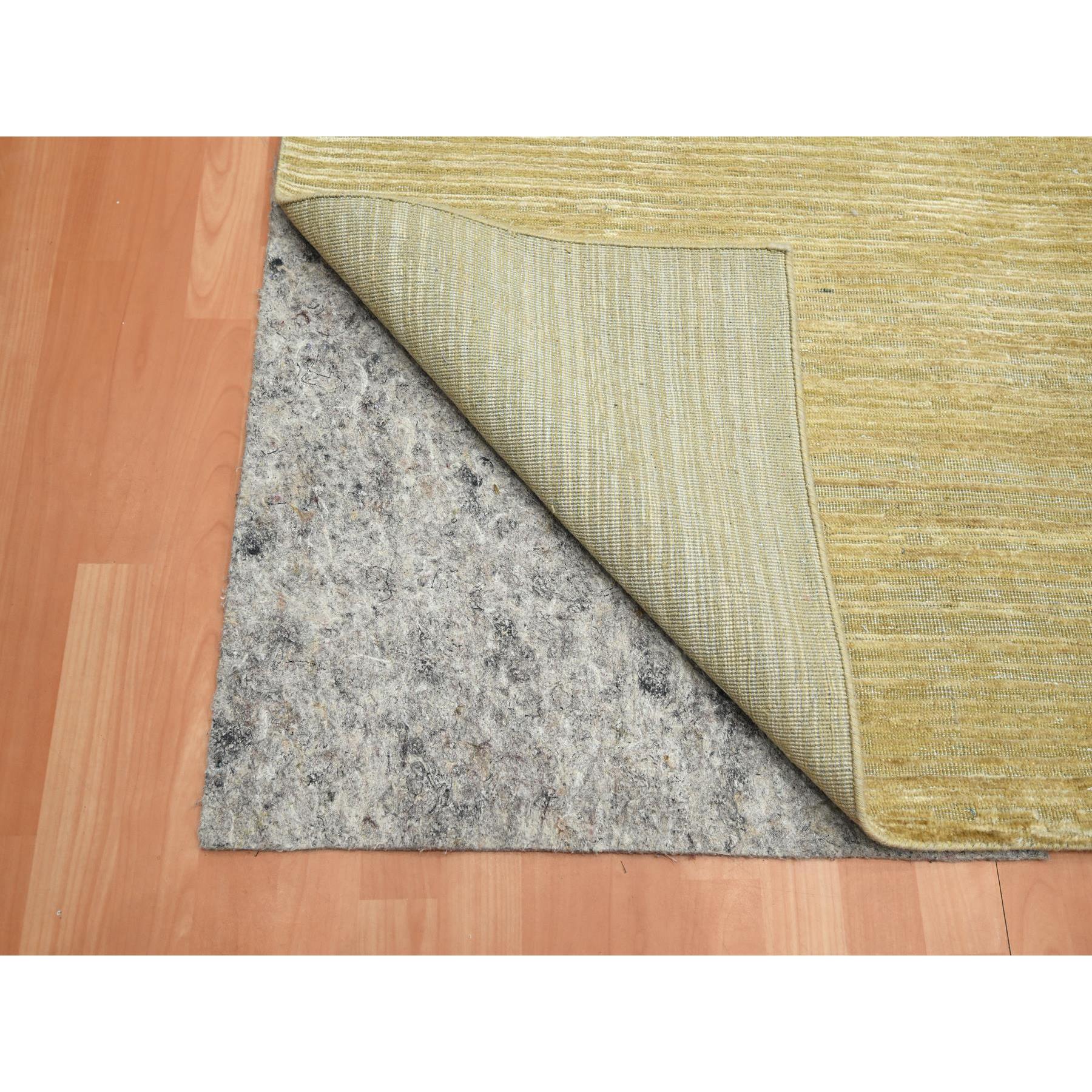9'x12'3" Khaki Brown, Plain Solid Design, Silk with Textured Wool, Hand Knotted, Oriental Rug Sh75671