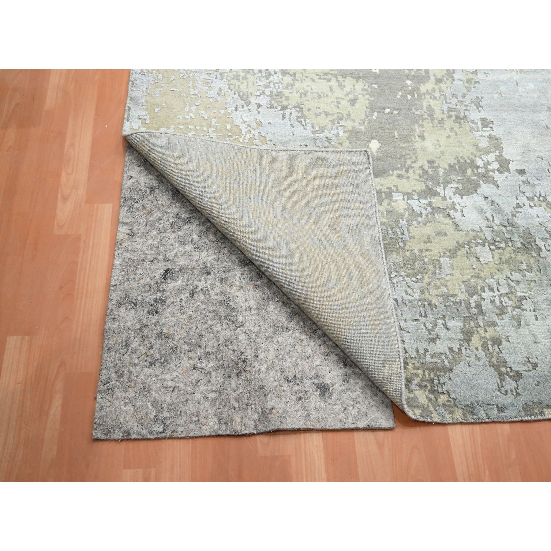 11'10"x18'5" Shades of Gray, Wool and Real Silk, Galaxy Design with Soft Colors, Hand Knotted, XL, Oversized, Oriental Rug Sh75672