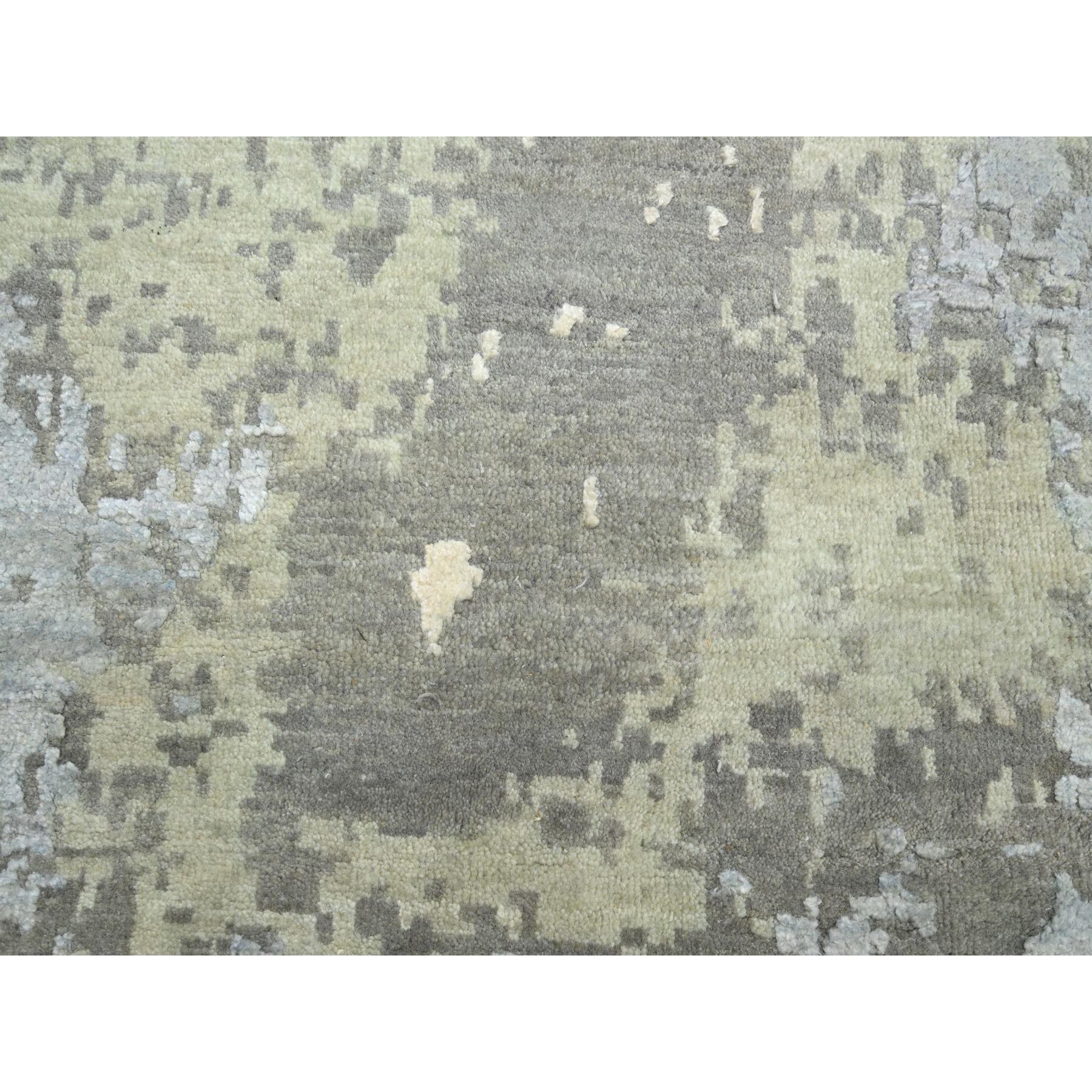 11'10"x18'5" Shades of Gray, Wool and Real Silk, Galaxy Design with Soft Colors, Hand Knotted, XL, Oversized, Oriental Rug Sh75672