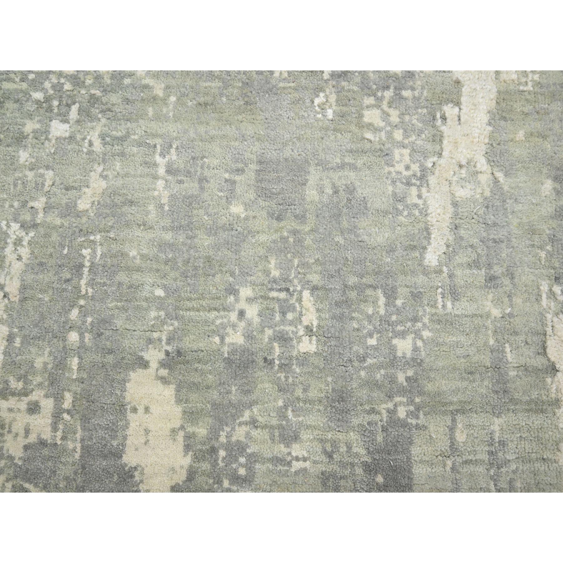 12'x18' Pastel Gray, Modern Abstract Design with Soft Colors, Wool and Pure Silk, Hand Knotted, XL, Oversized, Oriental Rug Sh75673