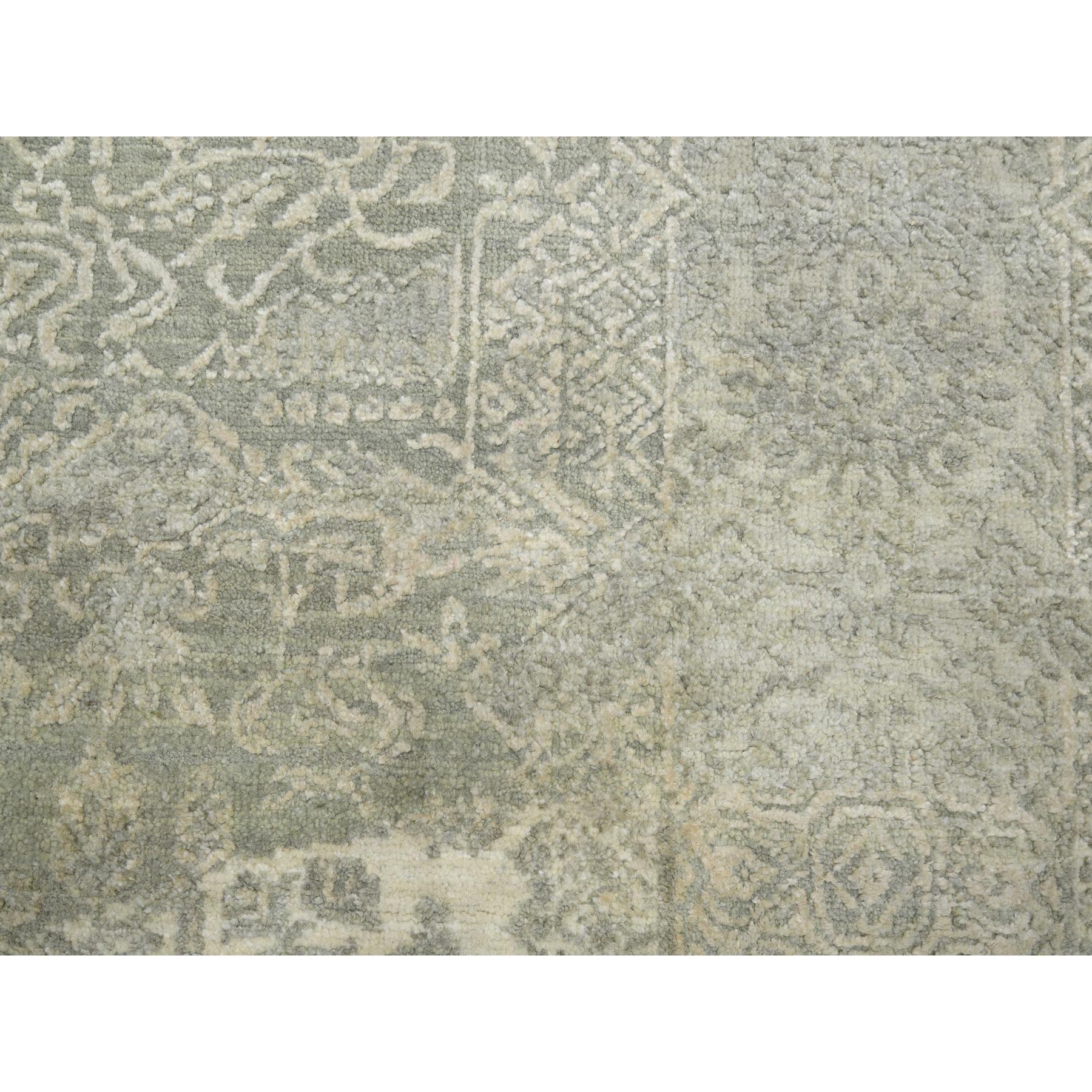 12'x12' Alabaster White, Jewelry Design, Wool and Silk, Hand Knotted, Round, Oriental Rug Sh75677
