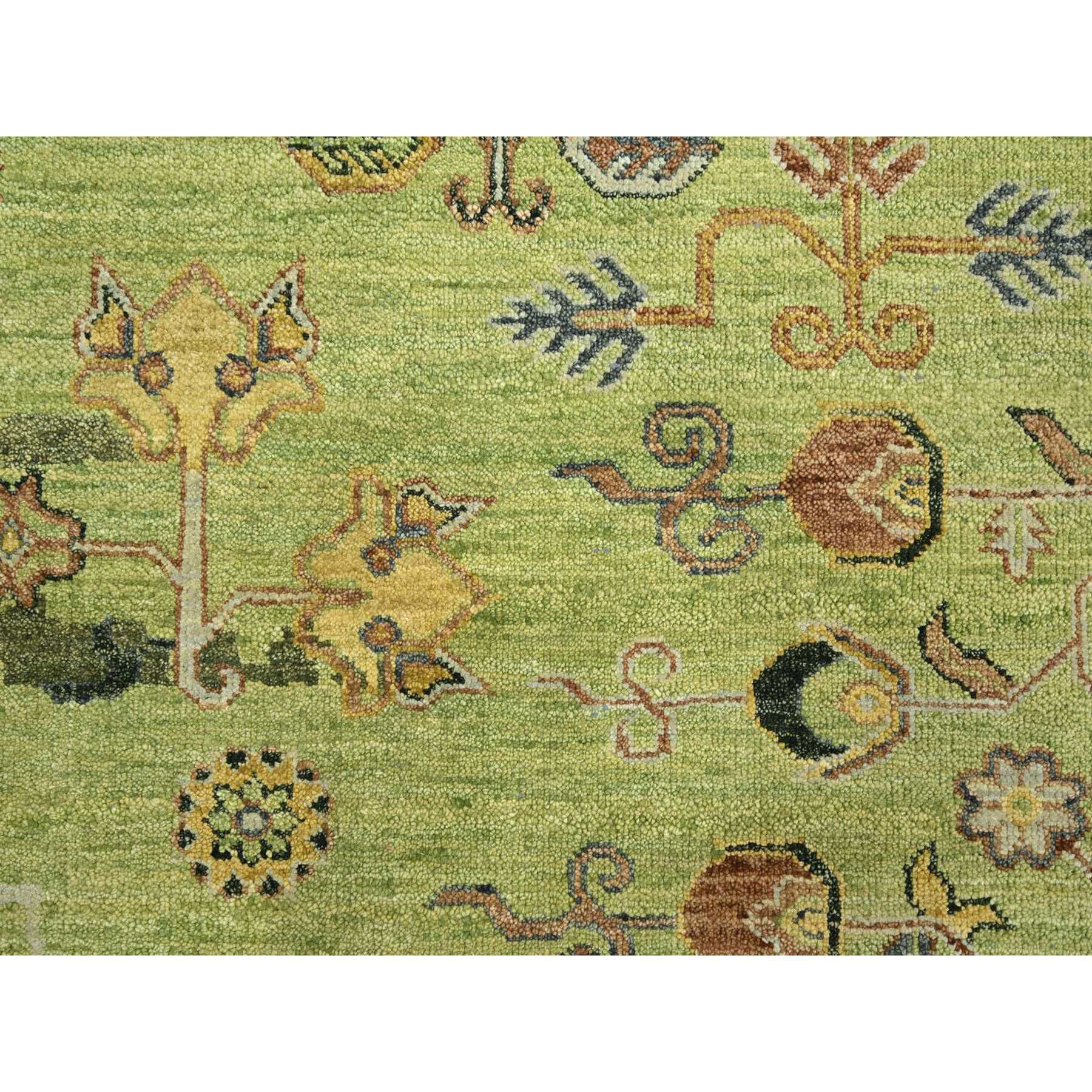 9'x12'1" Shades of Green, Khotan Design, 100% Wool, Shaved Low, Hand Knotted, Densely Woven, Oriental Rug Sh75684