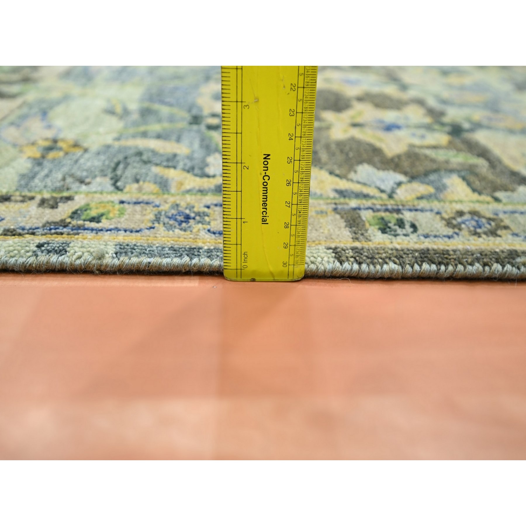 2'1"x3'5" Olive Green, Broken and Erased Persian Inspired with Birds Design, Hand Knotted, Distinct Abrash, Shaved Low, Pure Wool, Oriental Rug Sh75691