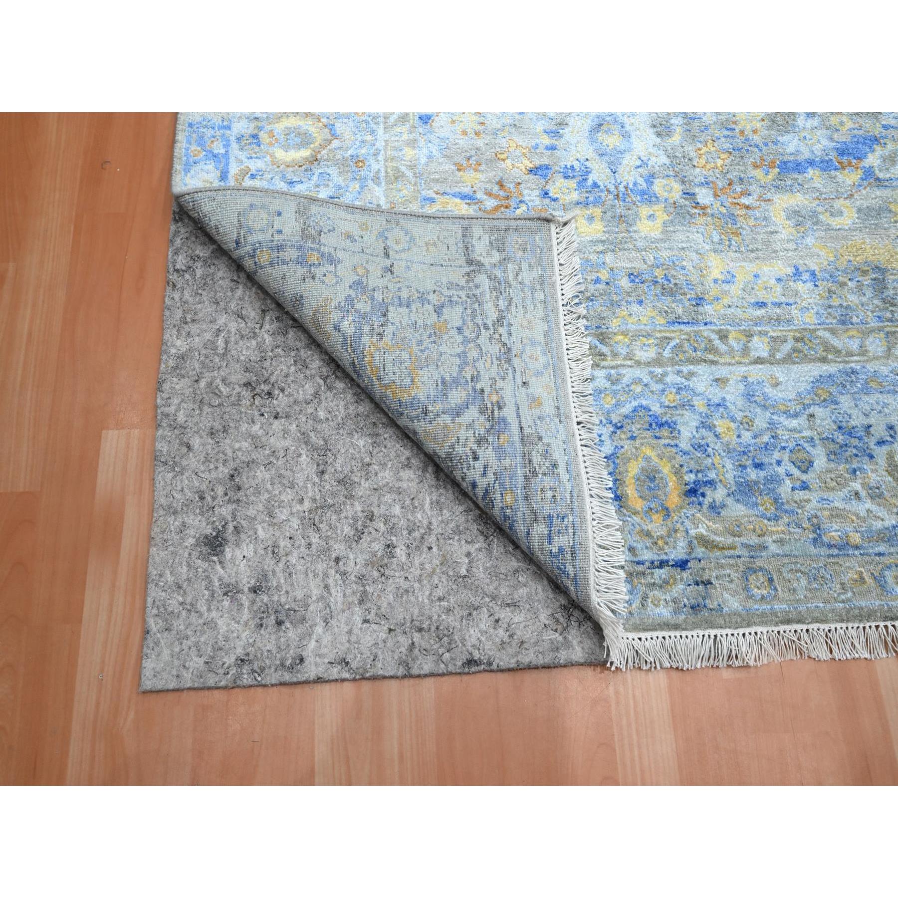 9'1"x12' Taupe Brown, Colorful Oushak with All Over Design, Oxidized Wool and Pure Silk, Hand Knotted, Oriental Rug Sh75707