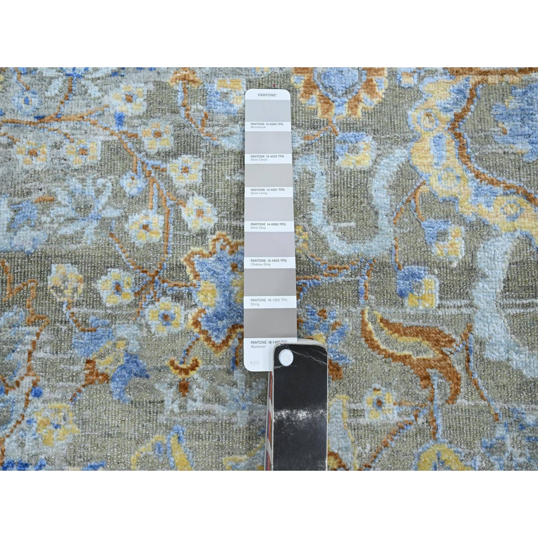 9'1"x12' Taupe Brown, Colorful Oushak with All Over Design, Oxidized Wool and Pure Silk, Hand Knotted, Oriental Rug Sh75707