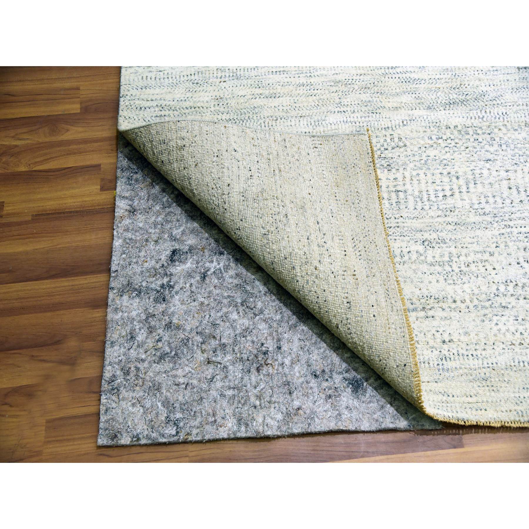 15'x20' Nacre White, Modern Grass Design, Hand Knotted Extra Soft Wool, Organic Sustainable Textile, Oversized Tone on Tone Oriental Rug Sh76004