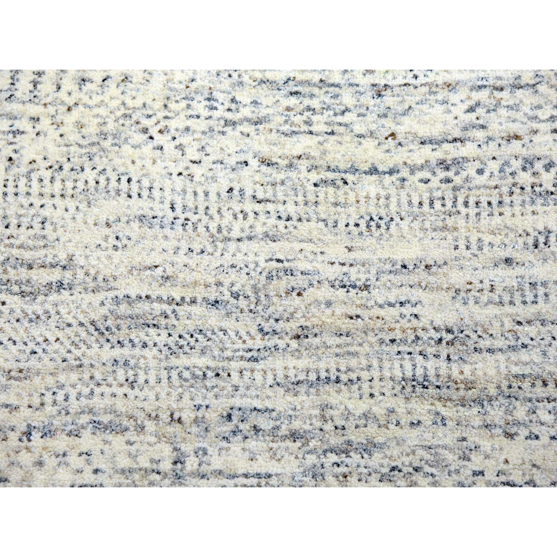 15'x20' Nacre White, Modern Grass Design, Hand Knotted Extra Soft Wool, Organic Sustainable Textile, Oversized Tone on Tone Oriental Rug Sh76004