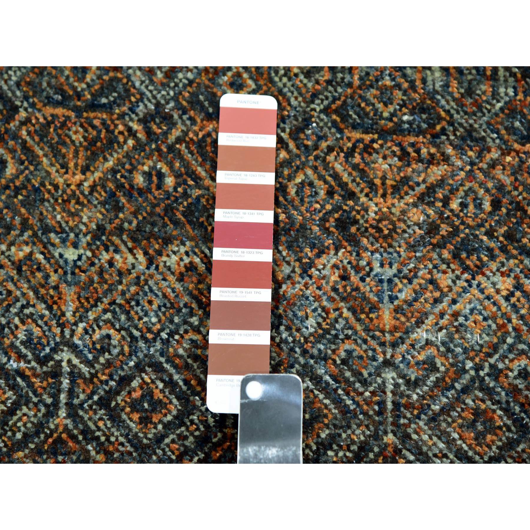 8'1"x10'1" Ochre Brown, Borderless Soft To The Touch Vibrant Soft Wool, Hand Knotted, Kohinoor Herat With Small Diamond Shape Geometric Repetitive Design, Oriental Rug Sh76005