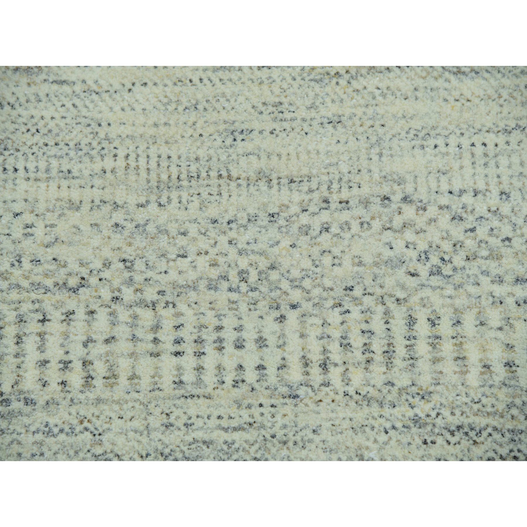 8'1"x9'10" Jet Stream White, Tone on Tone Modern Grass Design, Hand Knotted Shiny Wool, Organic Sustainable Textile, Oriental Rug Sh76022