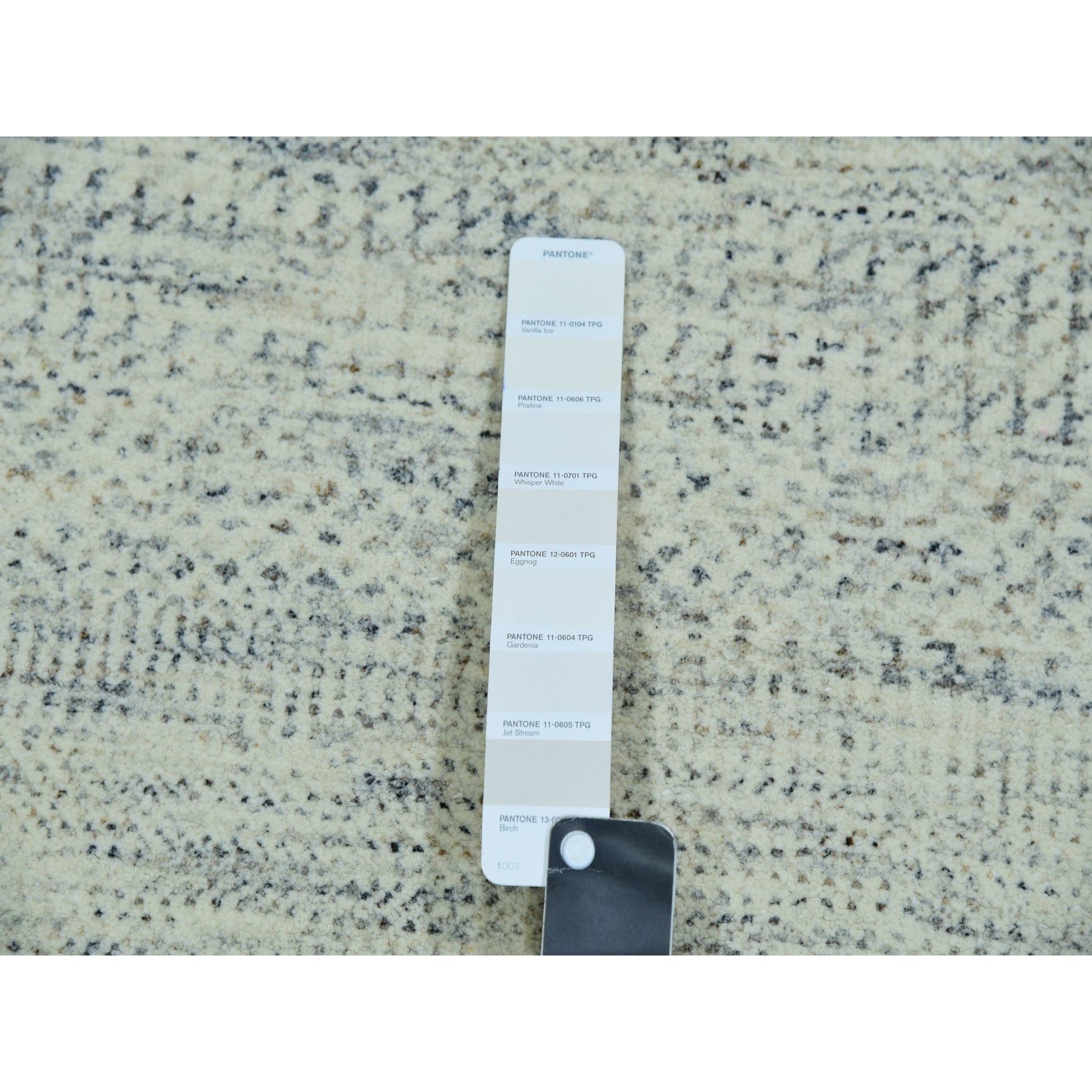 5'10"x9'1" Origami White, Hand Knotted With Organic Sustainable Textile, Tone on Tone Pure Wool, Modern Grass Design, Oriental Rug Sh76024