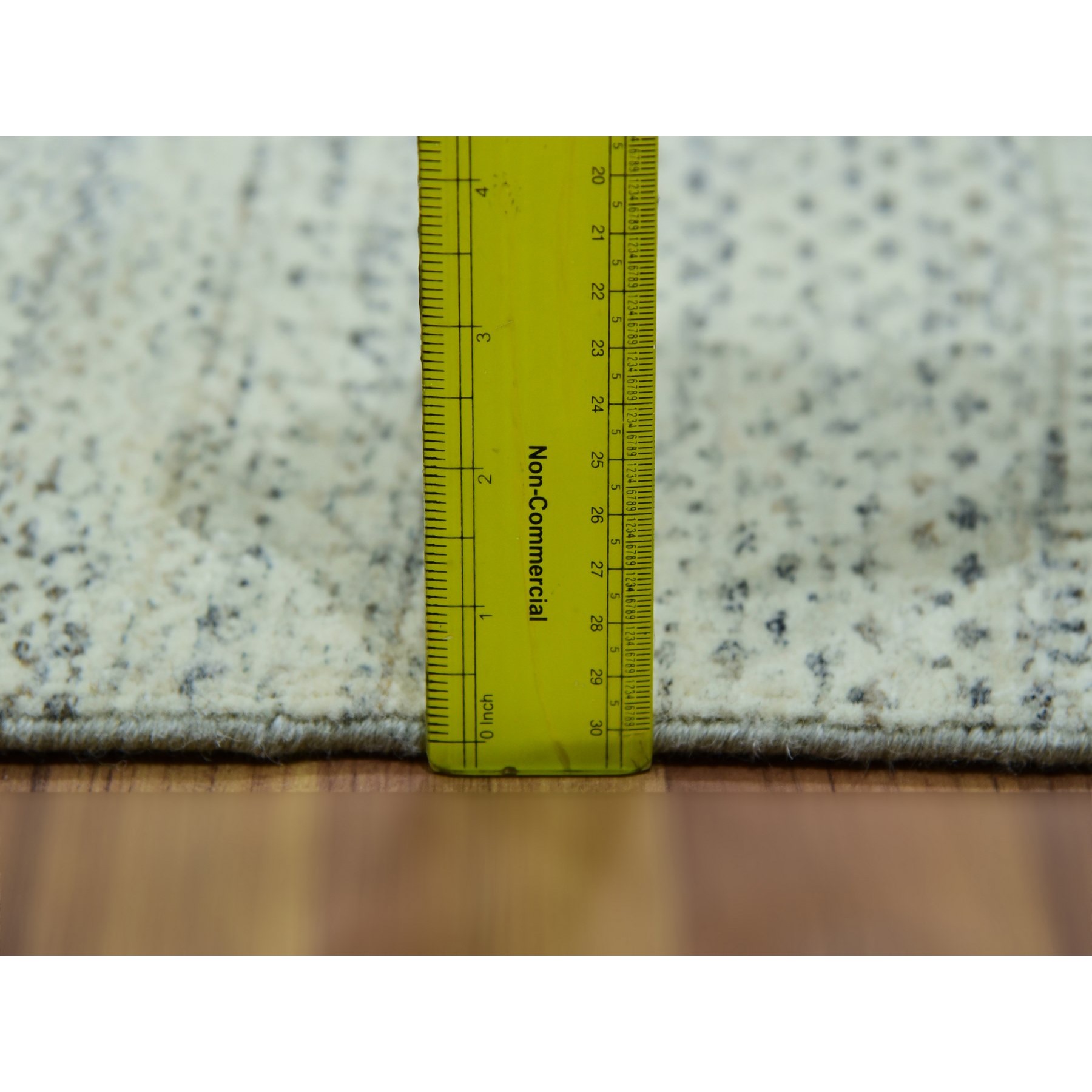 5'4"x7'1" Egret White, Tone on Tone, Soft and Pure Wool, Hand Knotted Modern Grass Design, Organic Sustainable Textile, Oriental Rug Sh76026