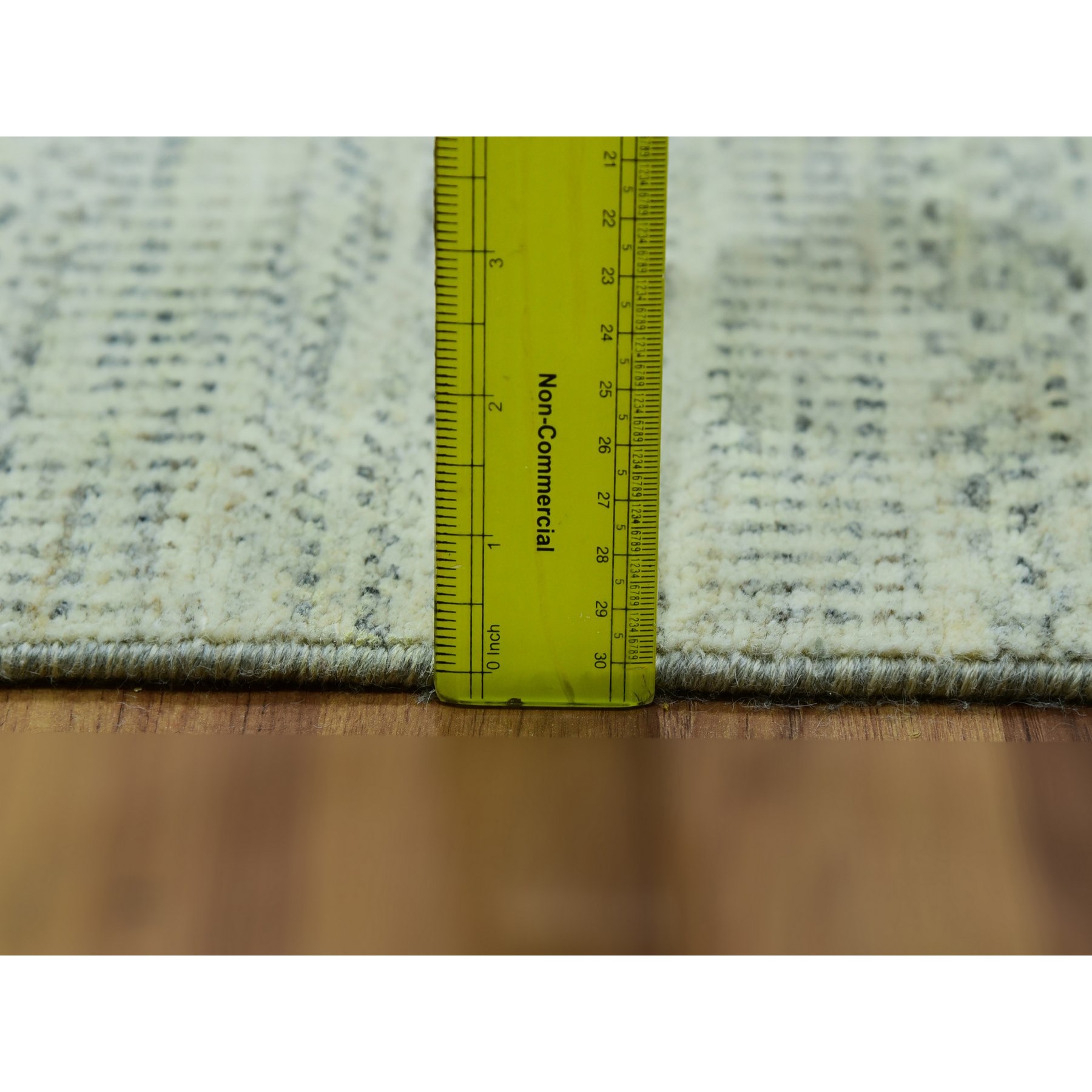 2'6"x29'9" Aesthetic White, Vibrant Wool, Organic Sustainable Textile, Modern Grass Design, Tone On Tone, Hand Knotted XL Runner Oriental Rug Sh76030