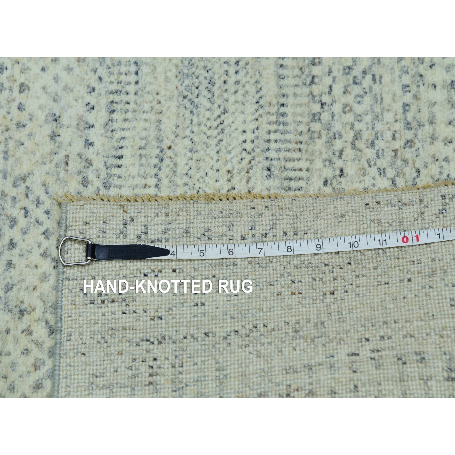 2'6"x29'9" Aesthetic White, Vibrant Wool, Organic Sustainable Textile, Modern Grass Design, Tone On Tone, Hand Knotted XL Runner Oriental Rug Sh76030