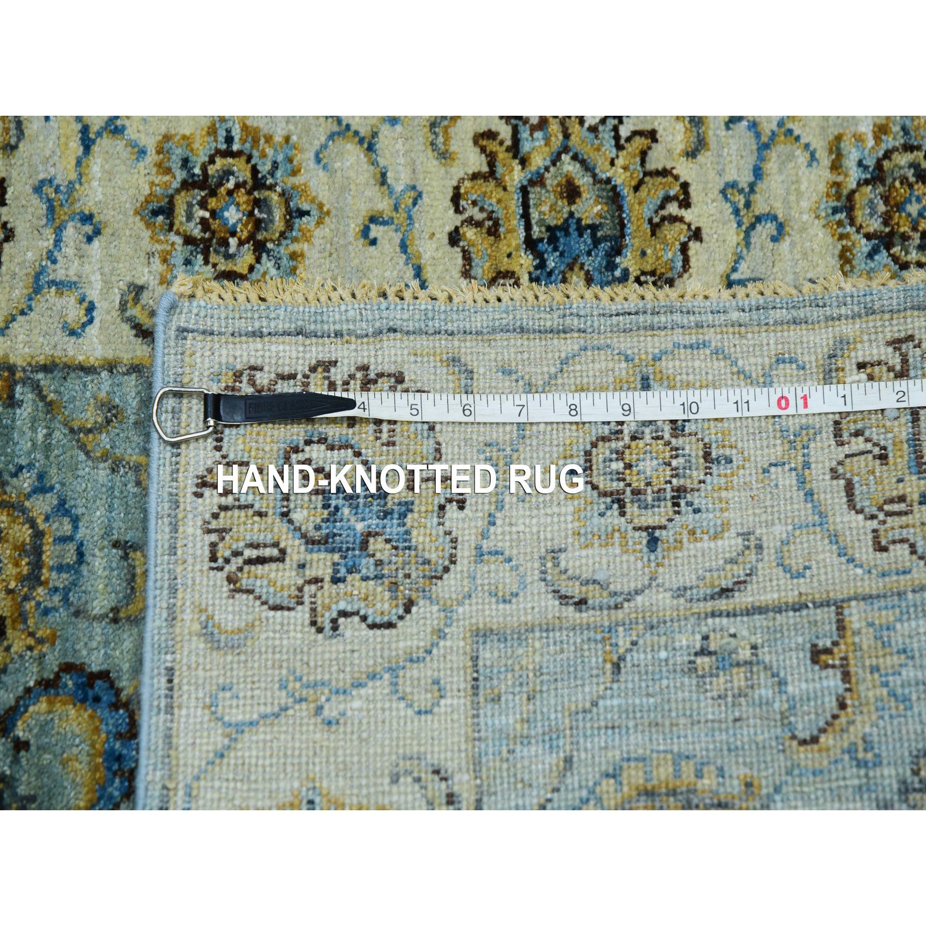 2'9"x24'3" Sapphire Blue, Hand Knotted All Wool, Vegetable Dyes and Densely Woven, Agra With Shah Abbas Floral Pattern, XL Runner Oriental Rug Sh76038