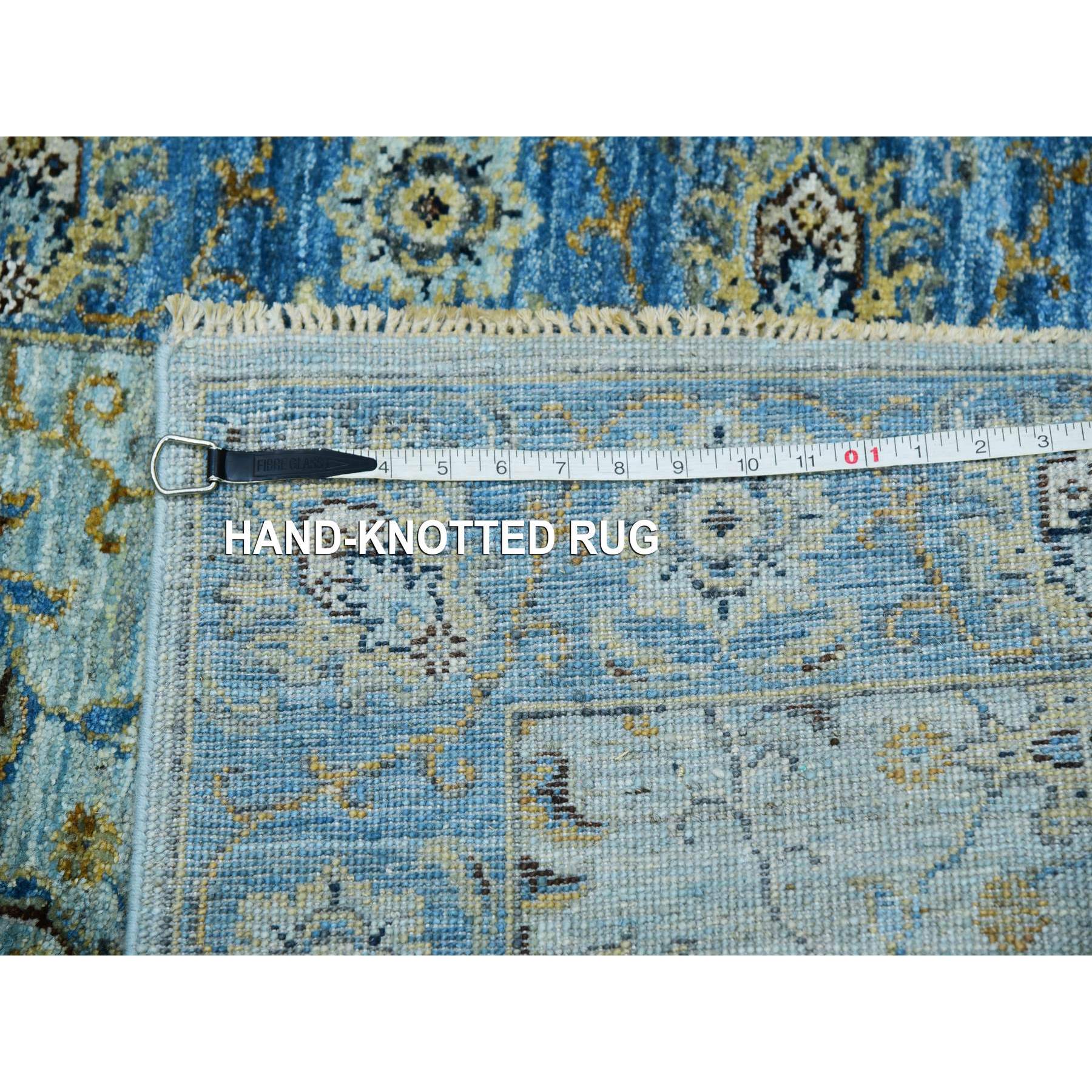 2'8"x24'1" Light Turquoise Blue, Vibrant Soft Wool, Vegetable Dyes Agra With Shah Abbas Floral Design, Hand Knotted, Denser Weave, XL Runner Oriental Rug Sh76053