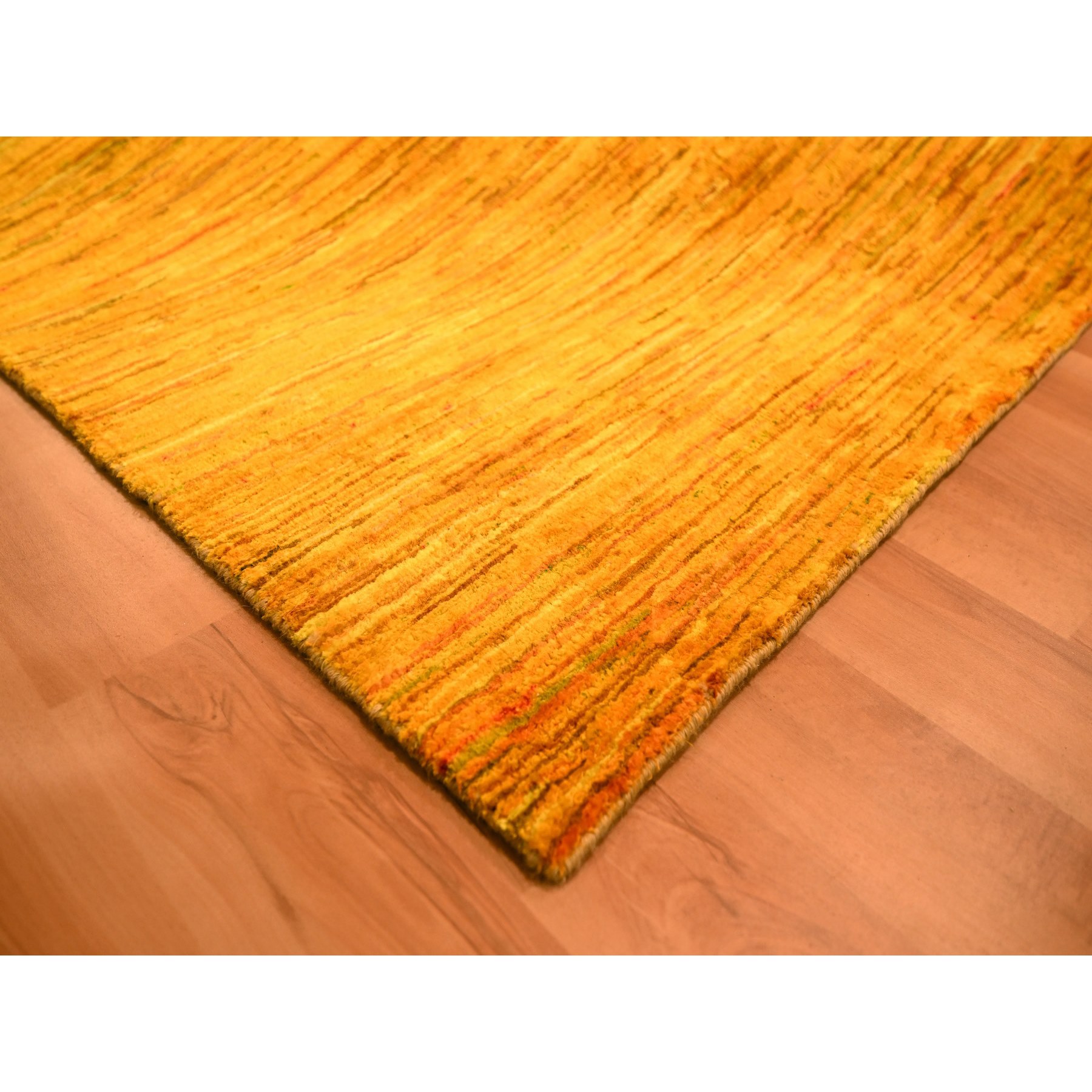 9'x11'10" Gold Color, Plain Solid Design, Soft to the Touch, Pure Sari Silk, Hand Knotted, Oriental Rug Sh76068