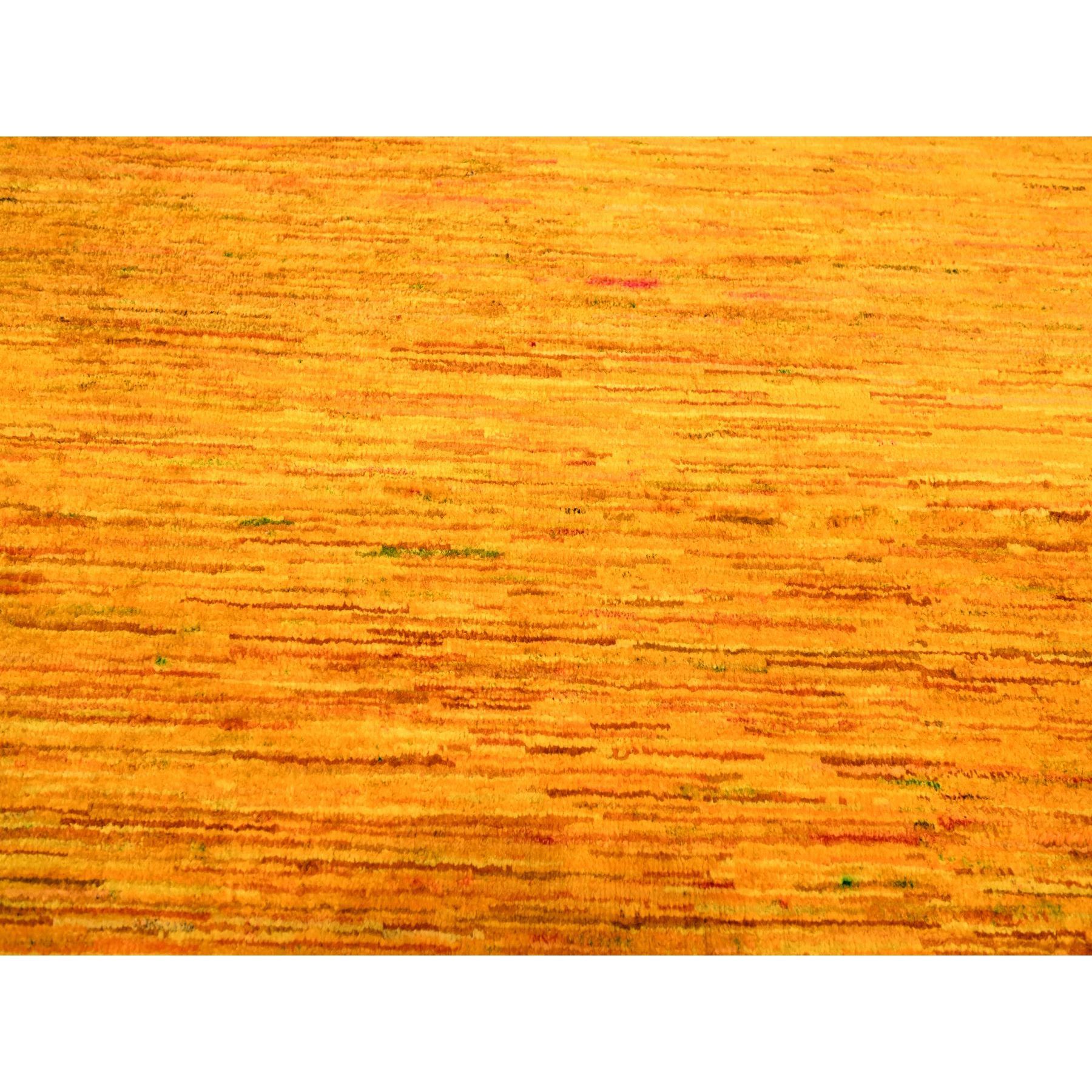 9'x11'10" Gold Color, Plain Solid Design, Soft to the Touch, Pure Sari Silk, Hand Knotted, Oriental Rug Sh76068
