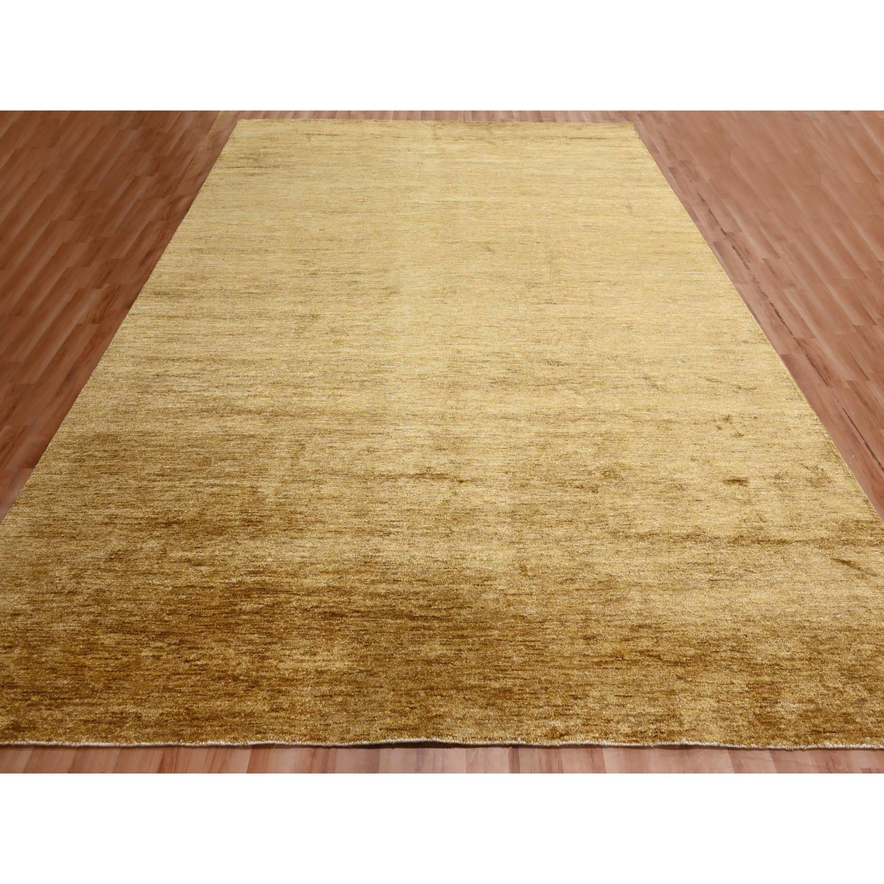 9'x12'1" Copper Brown, Plain Solid Design, Soft to the Touch, Pure Sari Silk, Lush and Plush, Hand Knotted, Oriental Rug Sh76072